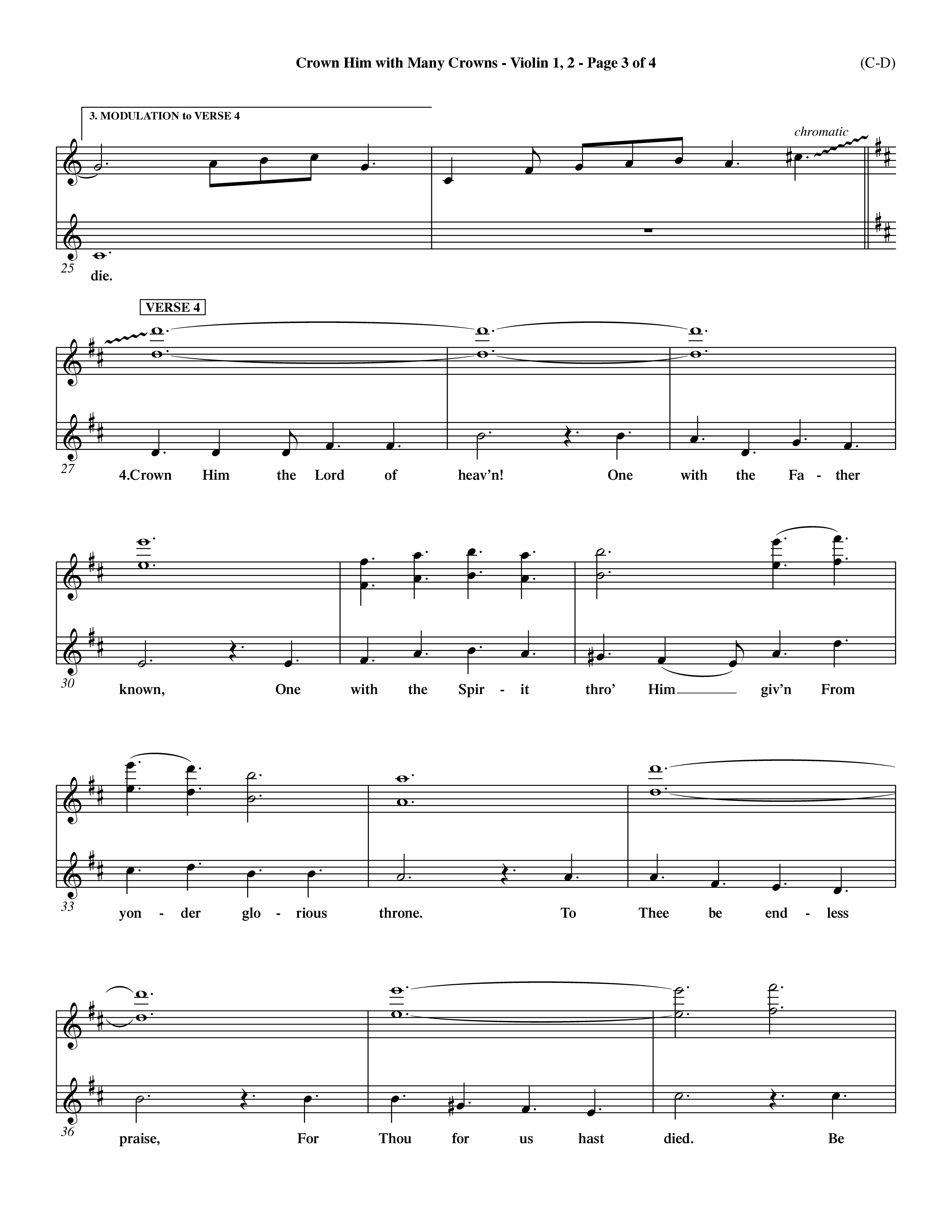 Crown Him With Many Crowns (Choral Anthem SATB) Violin 1/2 (Word Music Choral / Arr. John Coates / Orch. Dave Williamson / Orch. Rob Thomas)