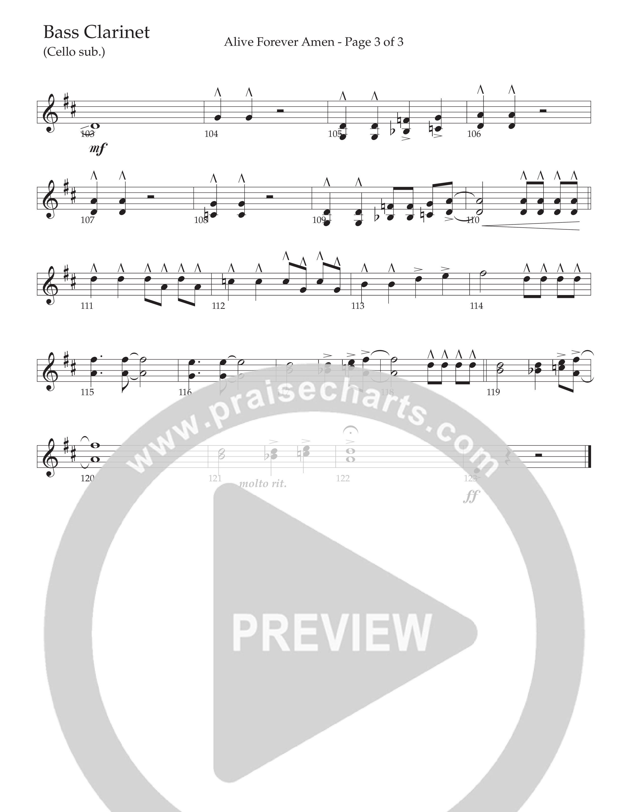 Alive Forever Amen (Choral Anthem SATB) Bass Clarinet (Daywind Worship / Arr. Travis Cottrell / Orch. Travis Patton)
