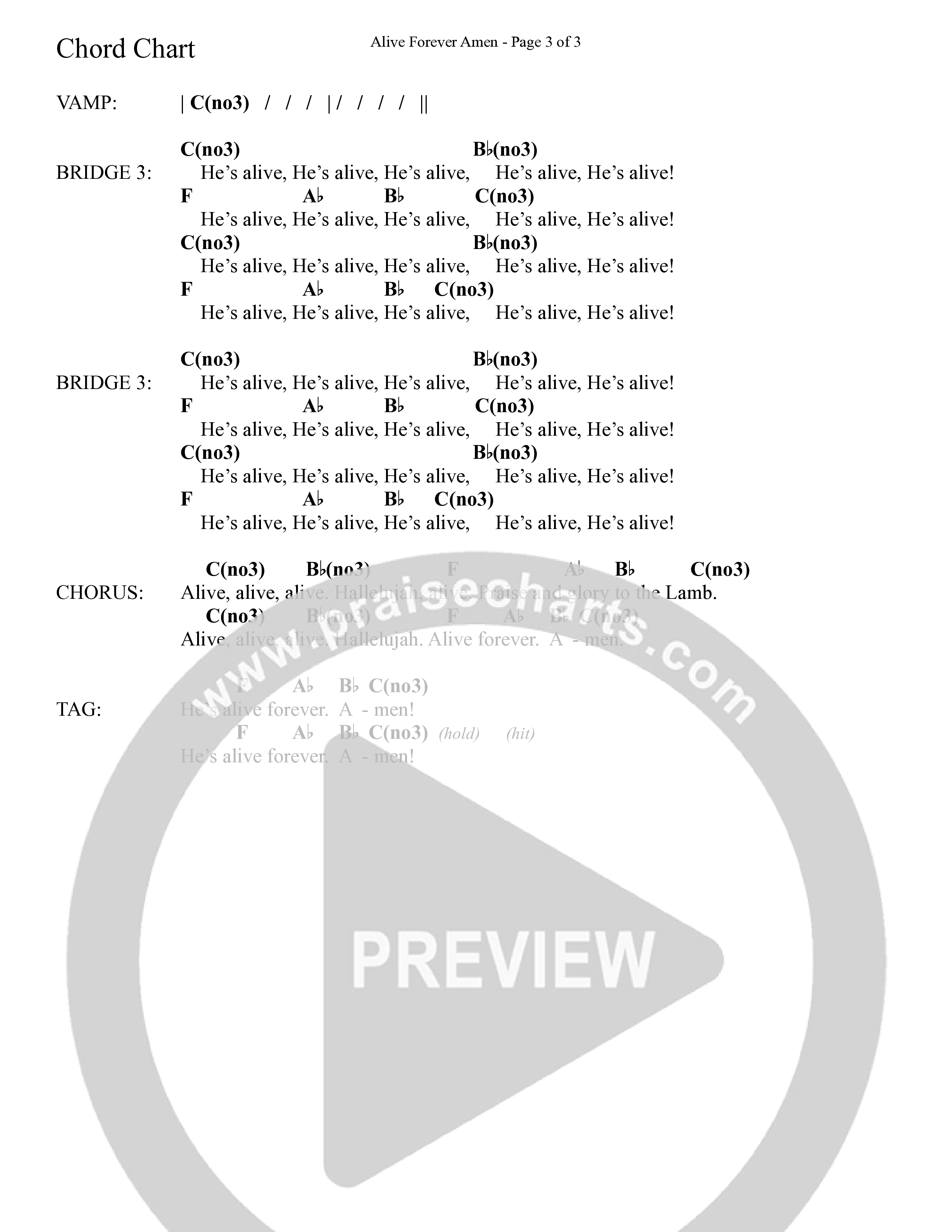 Alive Forever Amen (Choral Anthem SATB) Chord Chart (Daywind Worship / Arr. Travis Cottrell / Orch. Travis Patton)