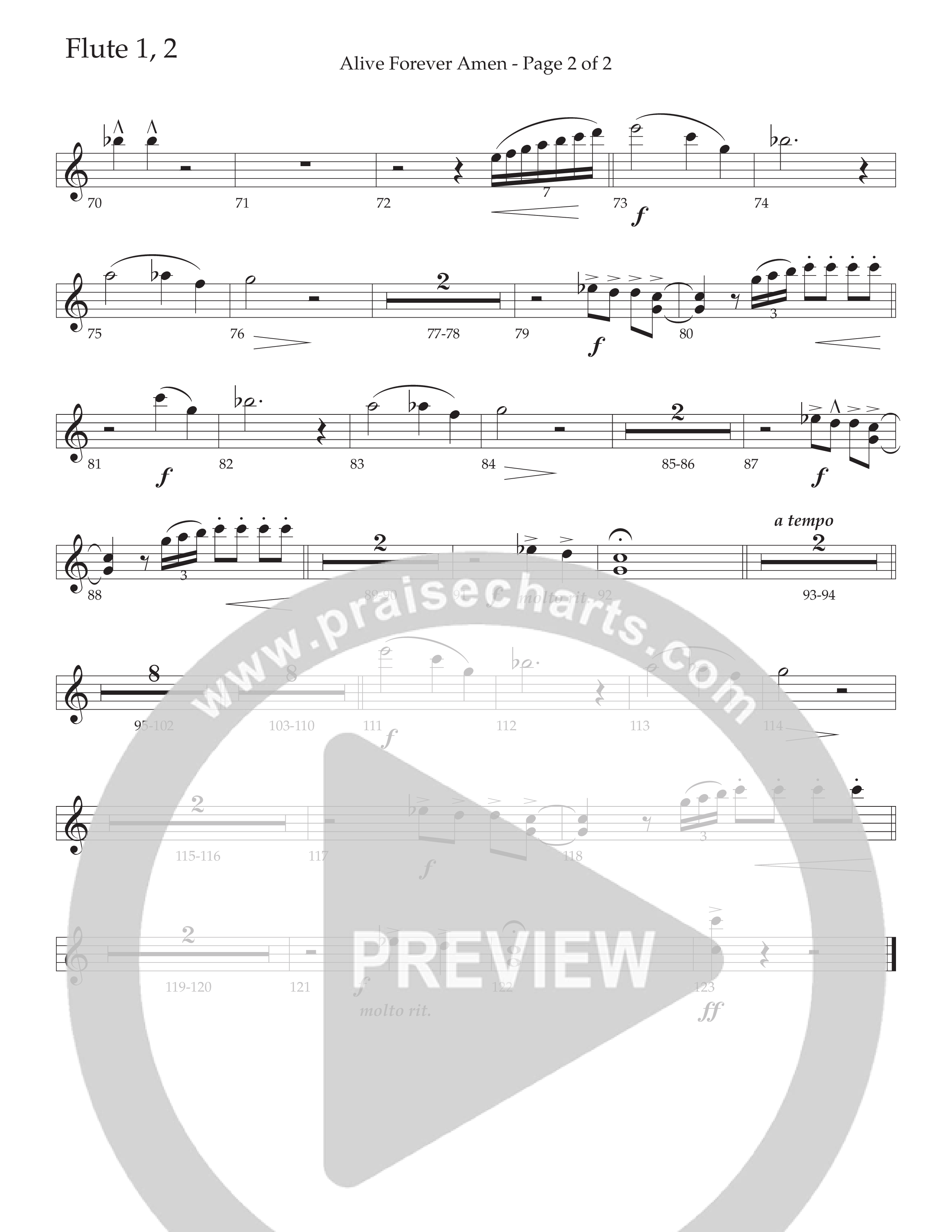 Alive Forever Amen (Choral Anthem SATB) Flute 1/2 (Daywind Worship / Arr. Travis Cottrell / Orch. Travis Patton)