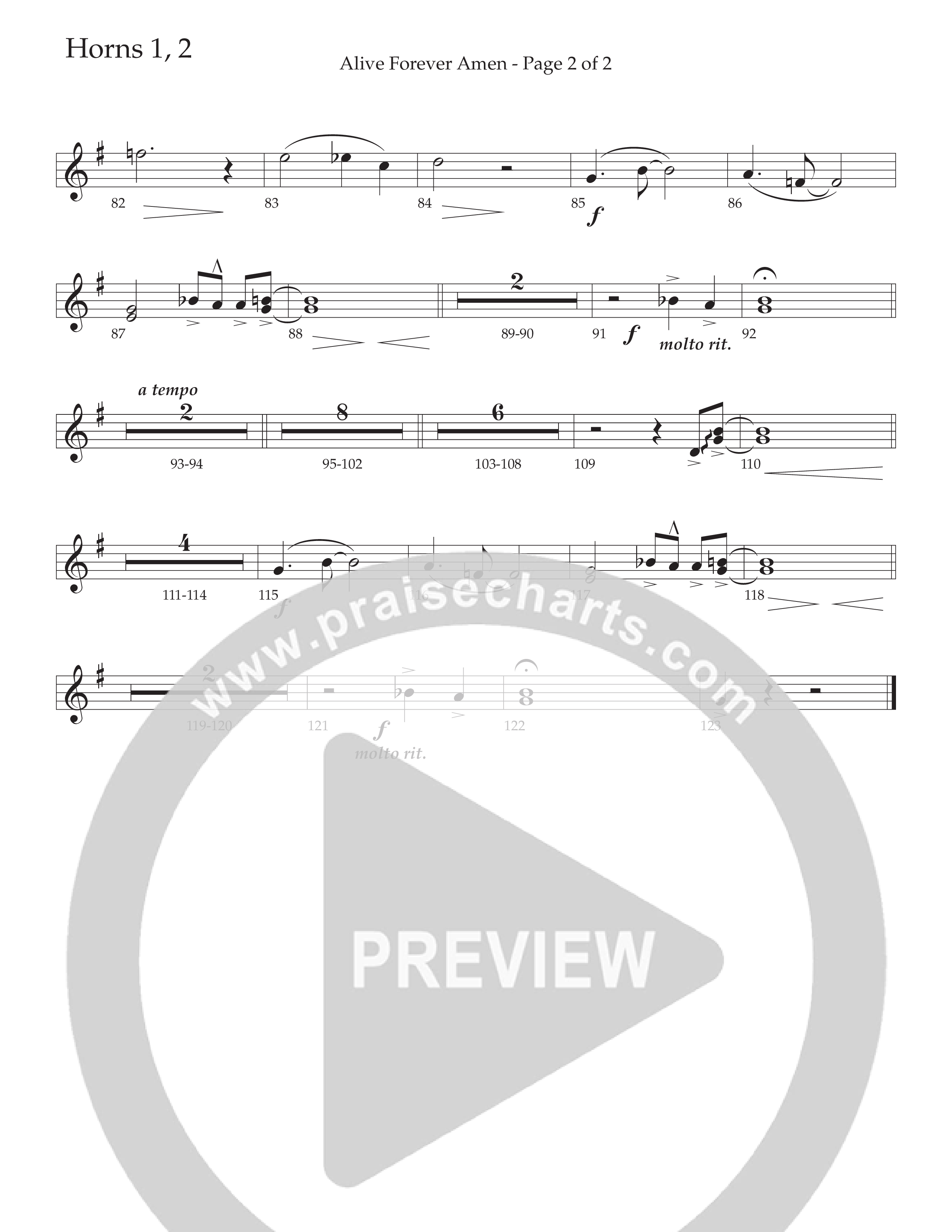 Alive Forever Amen (Choral Anthem SATB) French Horn 1/2 (Daywind Worship / Arr. Travis Cottrell / Orch. Travis Patton)