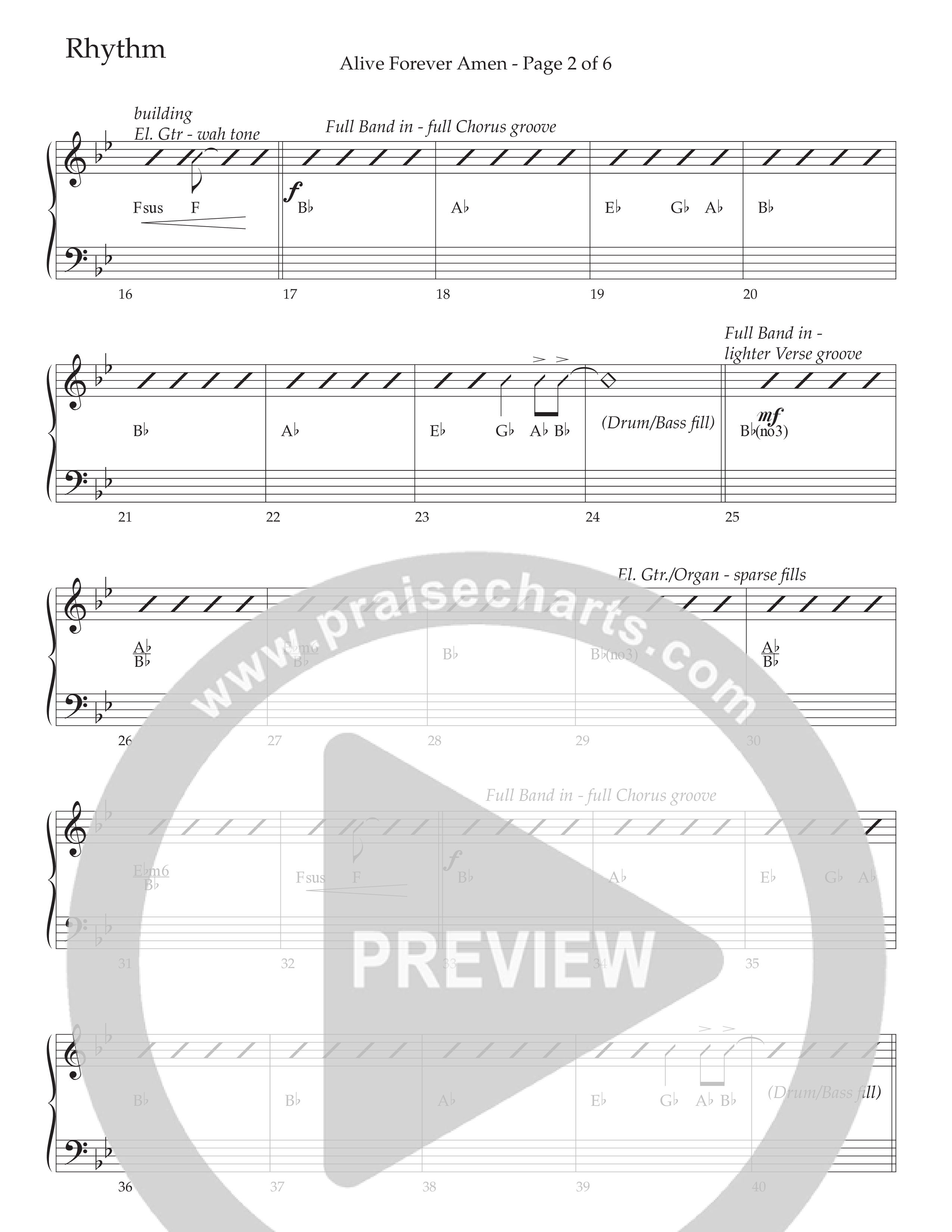 Alive Forever Amen (Choral Anthem SATB) Rhythm Chart (Daywind Worship / Arr. Travis Cottrell / Orch. Travis Patton)