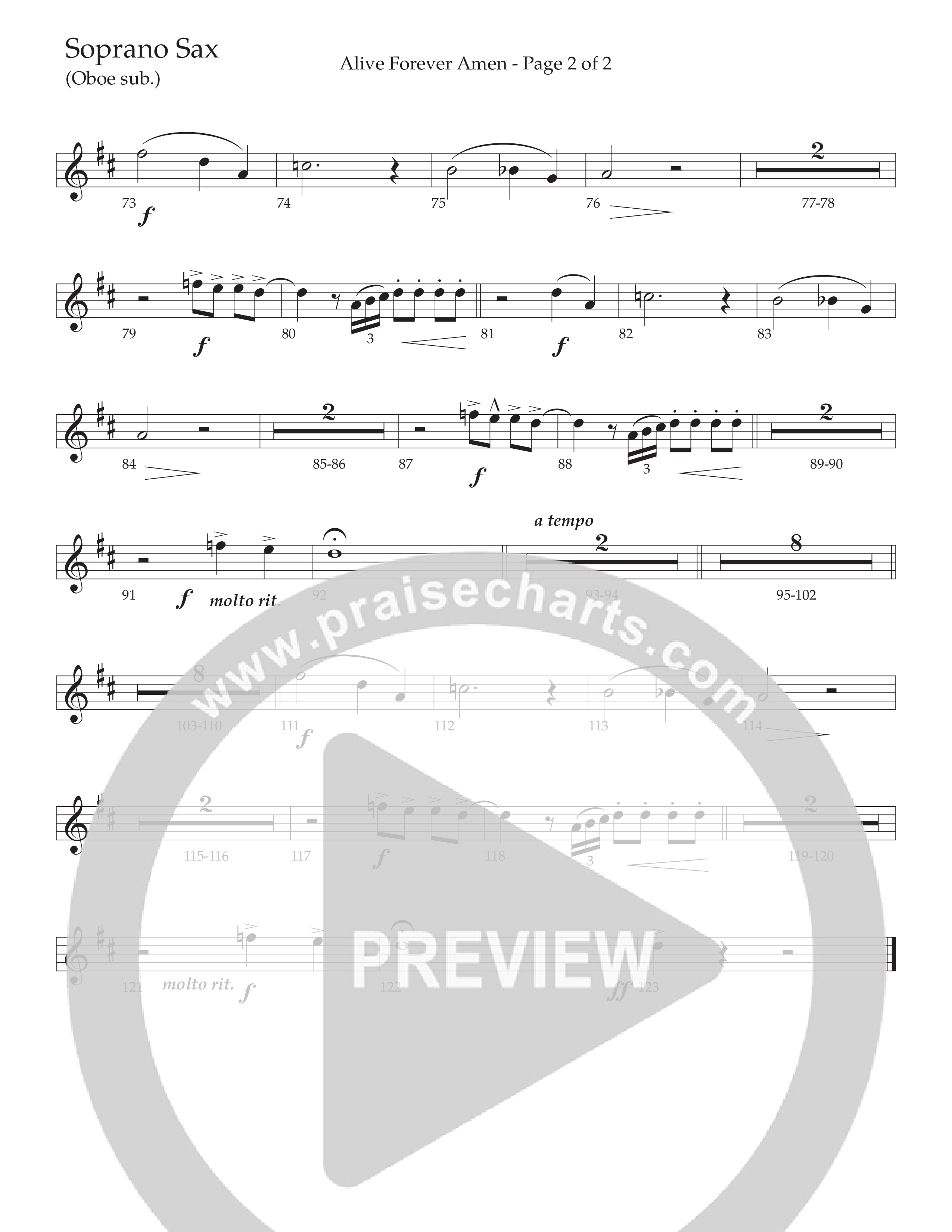 Alive Forever Amen (Choral Anthem SATB) Soprano Sax (Daywind Worship / Arr. Travis Cottrell / Orch. Travis Patton)