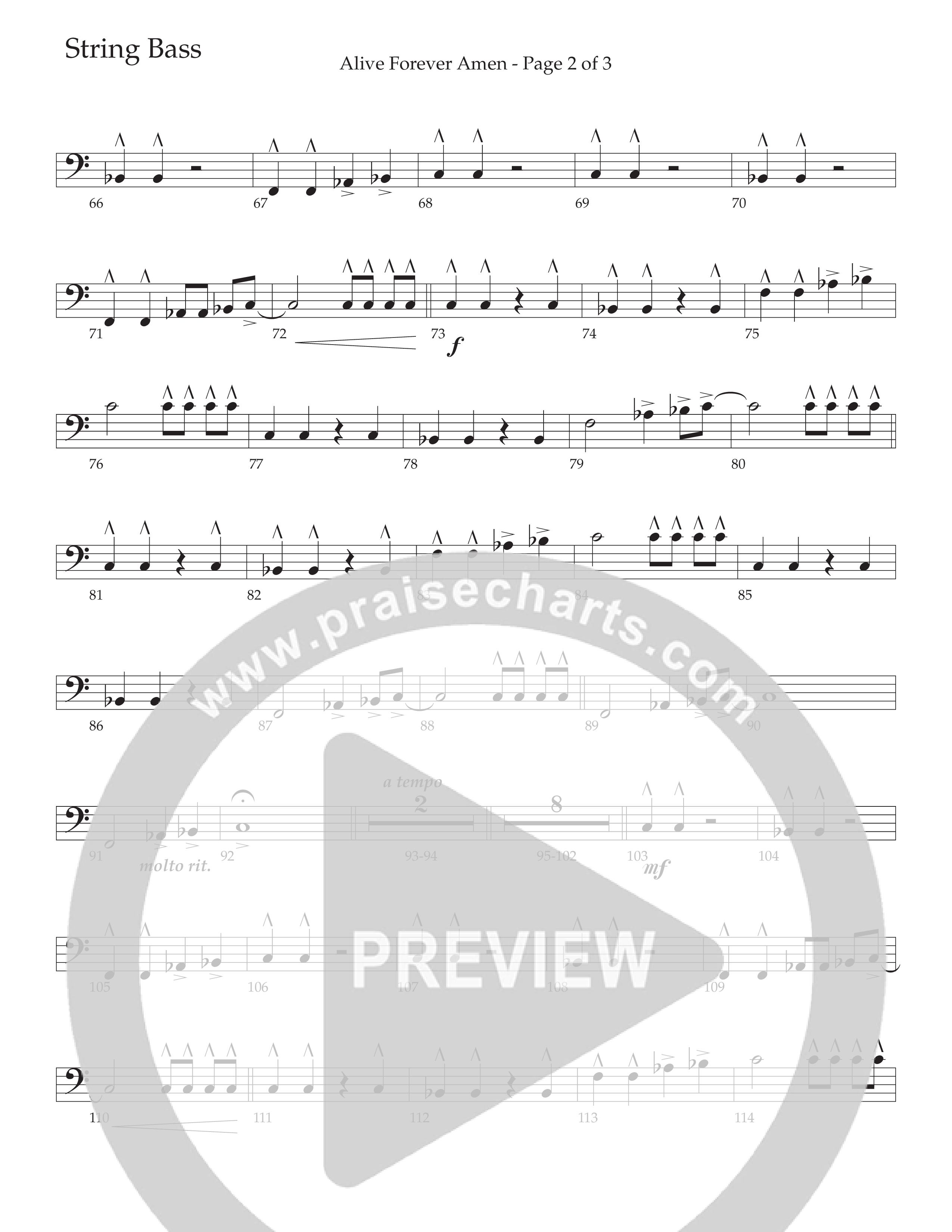 Alive Forever Amen (Choral Anthem SATB) String Bass (Daywind Worship / Arr. Travis Cottrell / Orch. Travis Patton)