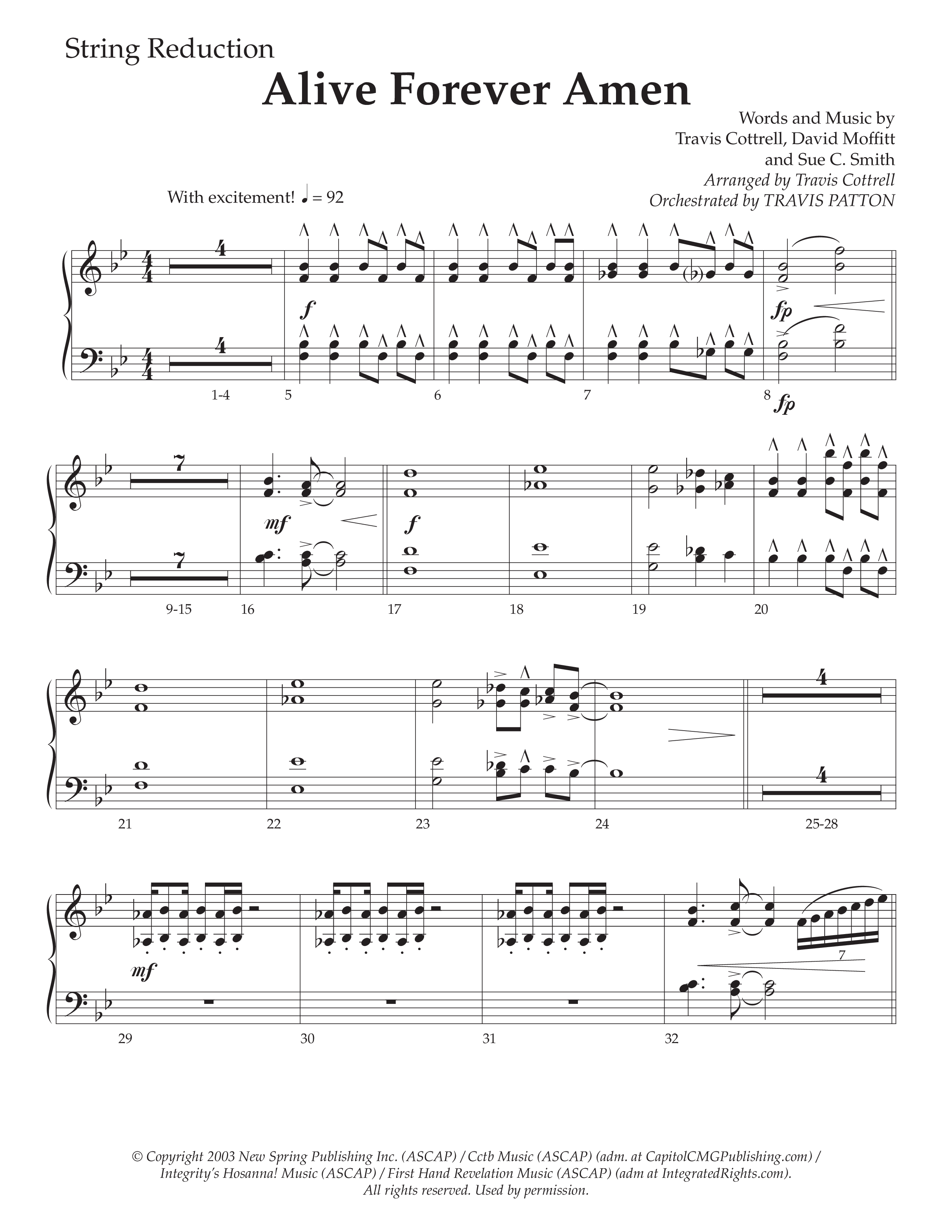 Alive Forever Amen (Choral Anthem SATB) String Reduction (Daywind Worship / Arr. Travis Cottrell / Orch. Travis Patton)