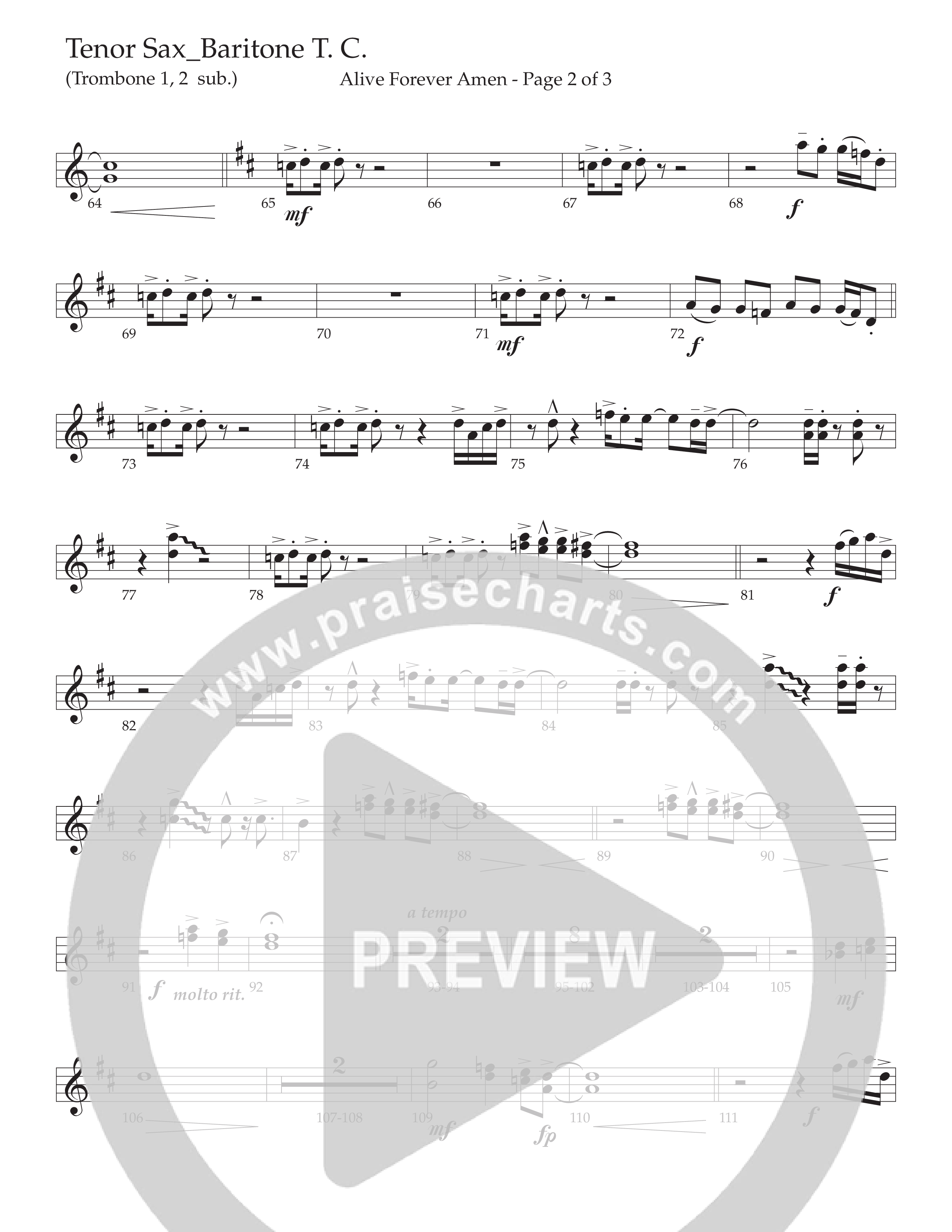 Alive Forever Amen (Choral Anthem SATB) Tenor Sax/Baritone T.C. (Daywind Worship / Arr. Travis Cottrell / Orch. Travis Patton)