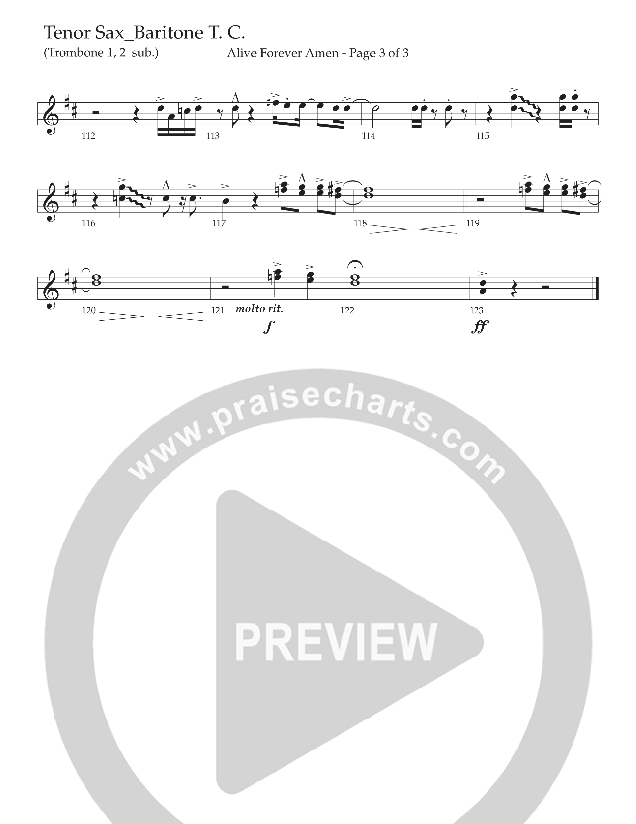 Alive Forever Amen (Choral Anthem SATB) Tenor Sax/Baritone T.C. (Daywind Worship / Arr. Travis Cottrell / Orch. Travis Patton)