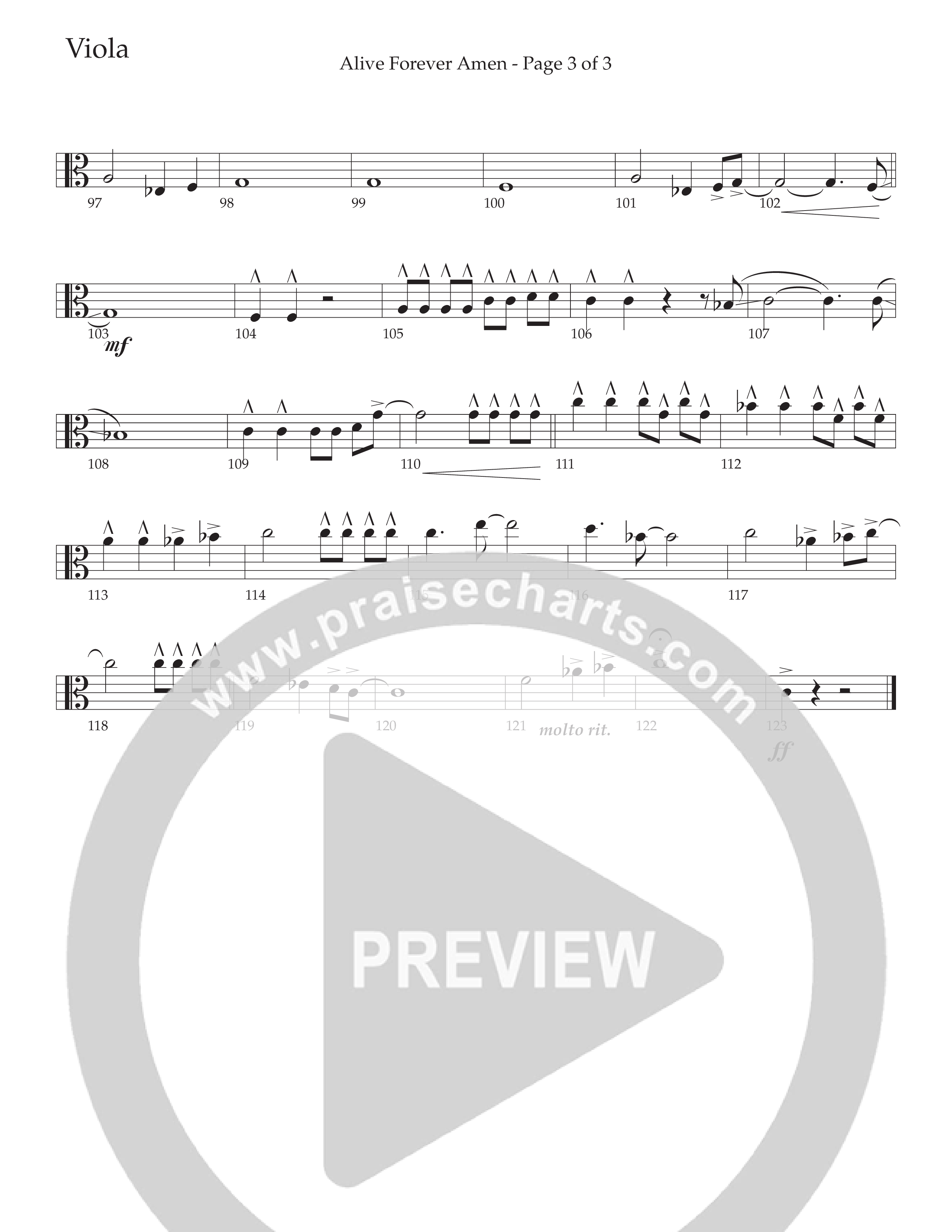 Alive Forever Amen (Choral Anthem SATB) Viola (Daywind Worship / Arr. Travis Cottrell / Orch. Travis Patton)