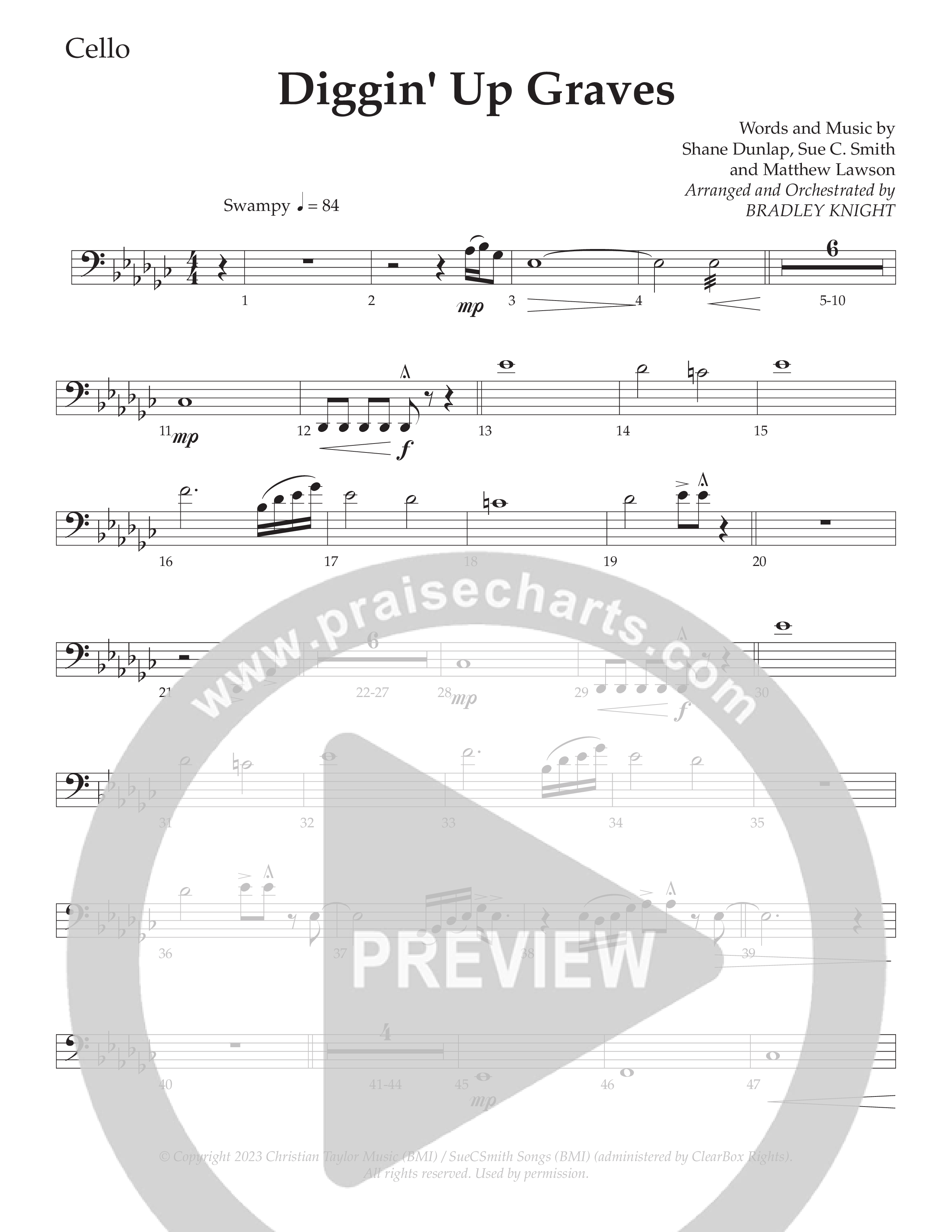 Diggin' Up Graves (Choral Anthem SATB) Cello (Daywind Worship / Arr. Bradley Knight)