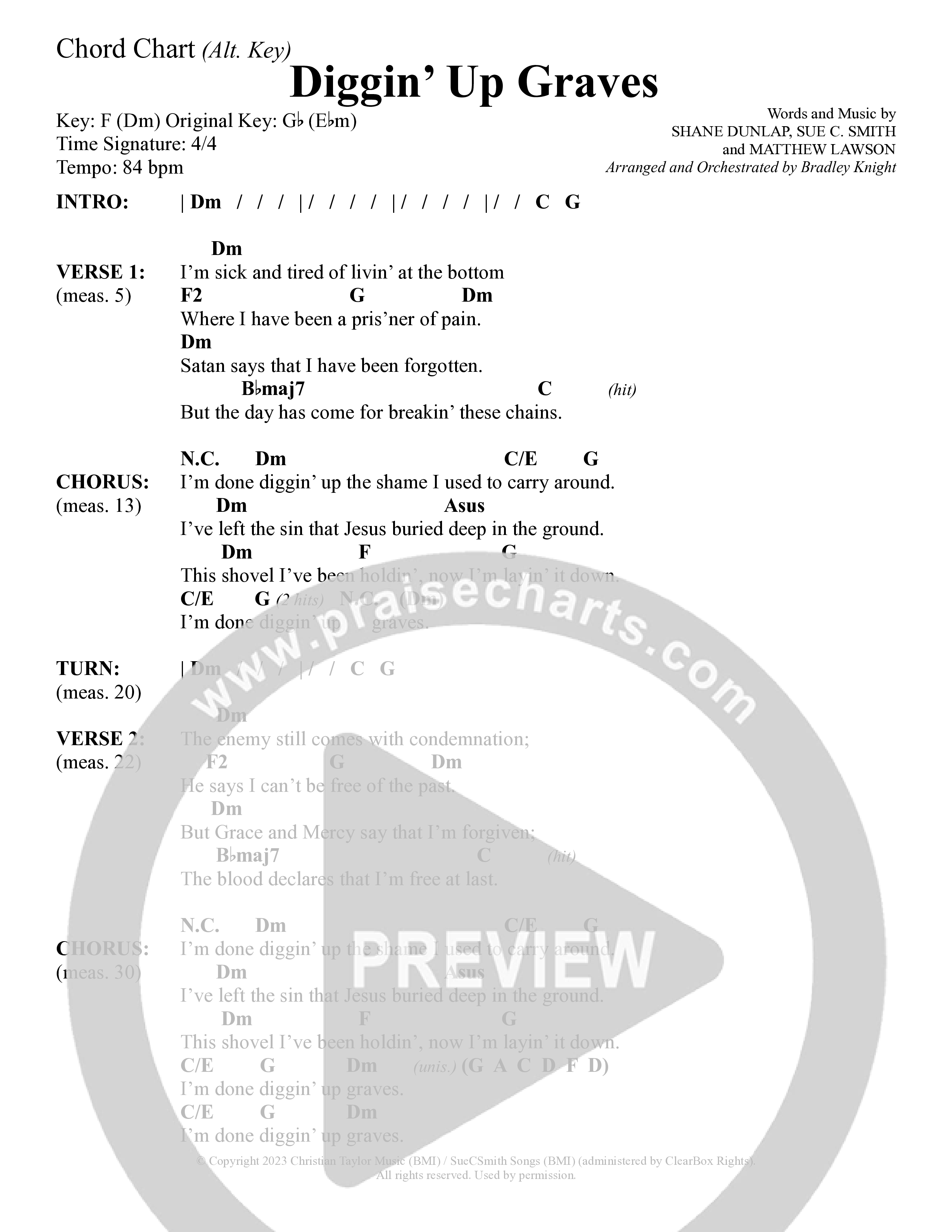 Diggin' Up Graves (Choral Anthem SATB) Chord Chart (Daywind Worship / Arr. Bradley Knight)