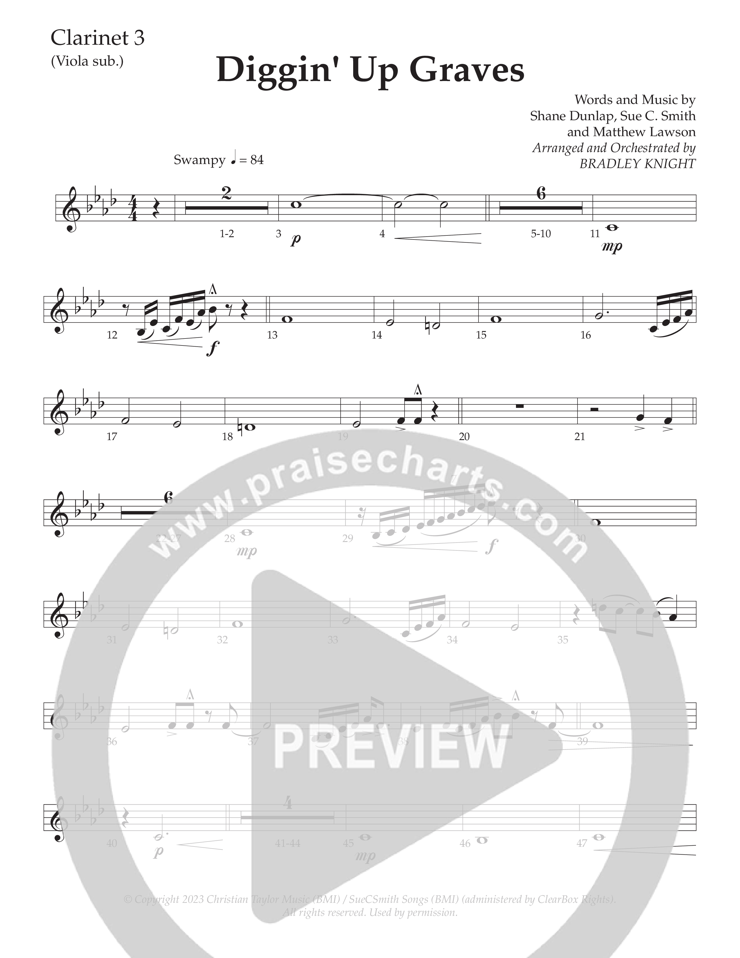 Diggin' Up Graves (Choral Anthem SATB) Clarinet 3 (Daywind Worship / Arr. Bradley Knight)