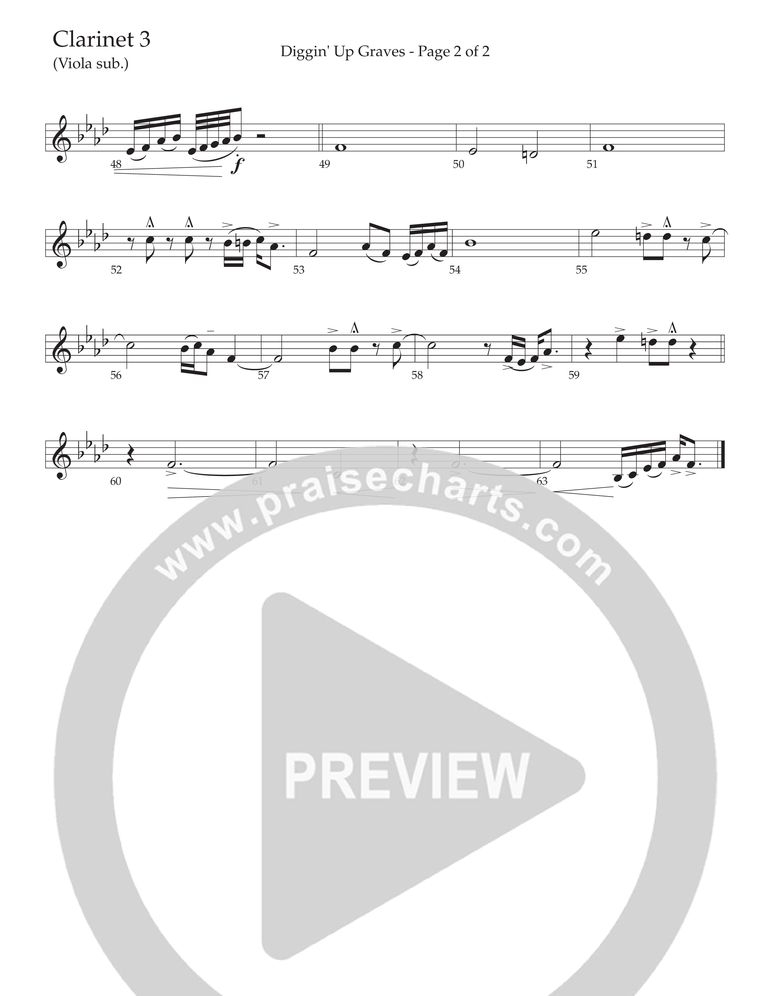 Diggin' Up Graves (Choral Anthem SATB) Clarinet 3 (Daywind Worship / Arr. Bradley Knight)