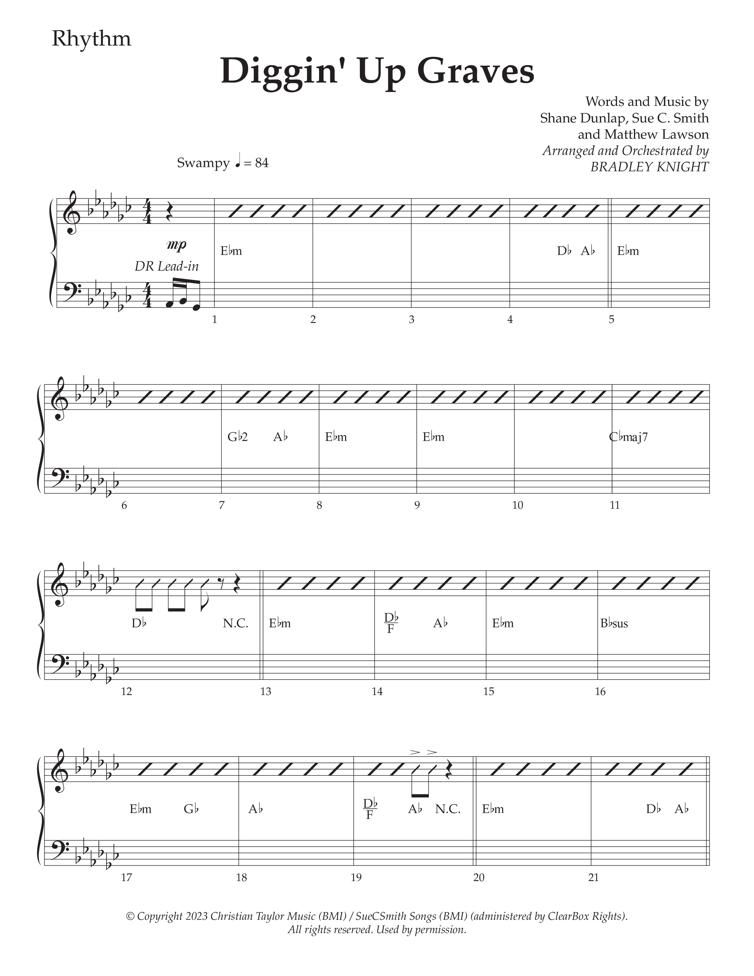 Diggin' Up Graves (Choral Anthem SATB) Rhythm Chart (Daywind Worship / Arr. Bradley Knight)