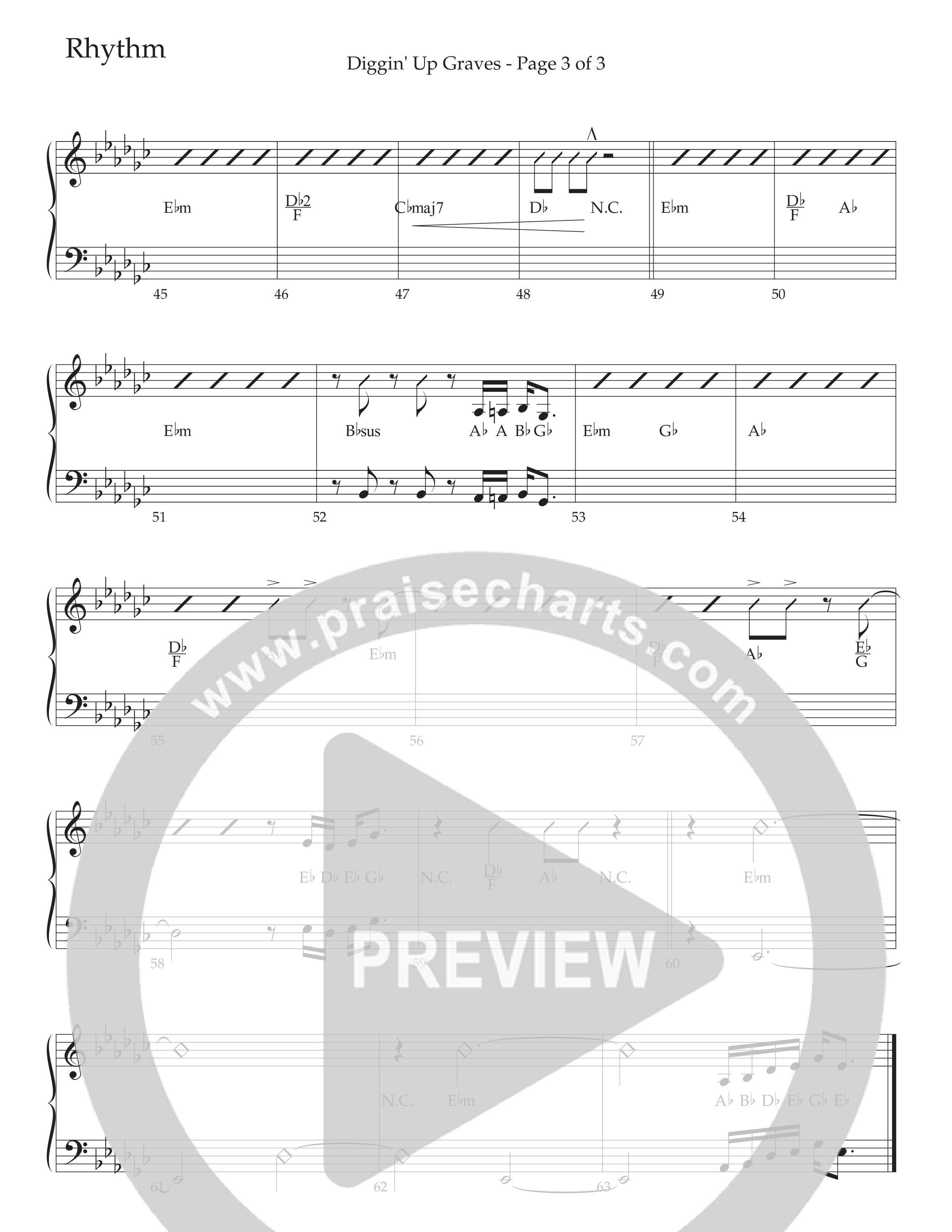 Diggin' Up Graves (Choral Anthem SATB) Rhythm Chart (Daywind Worship / Arr. Bradley Knight)