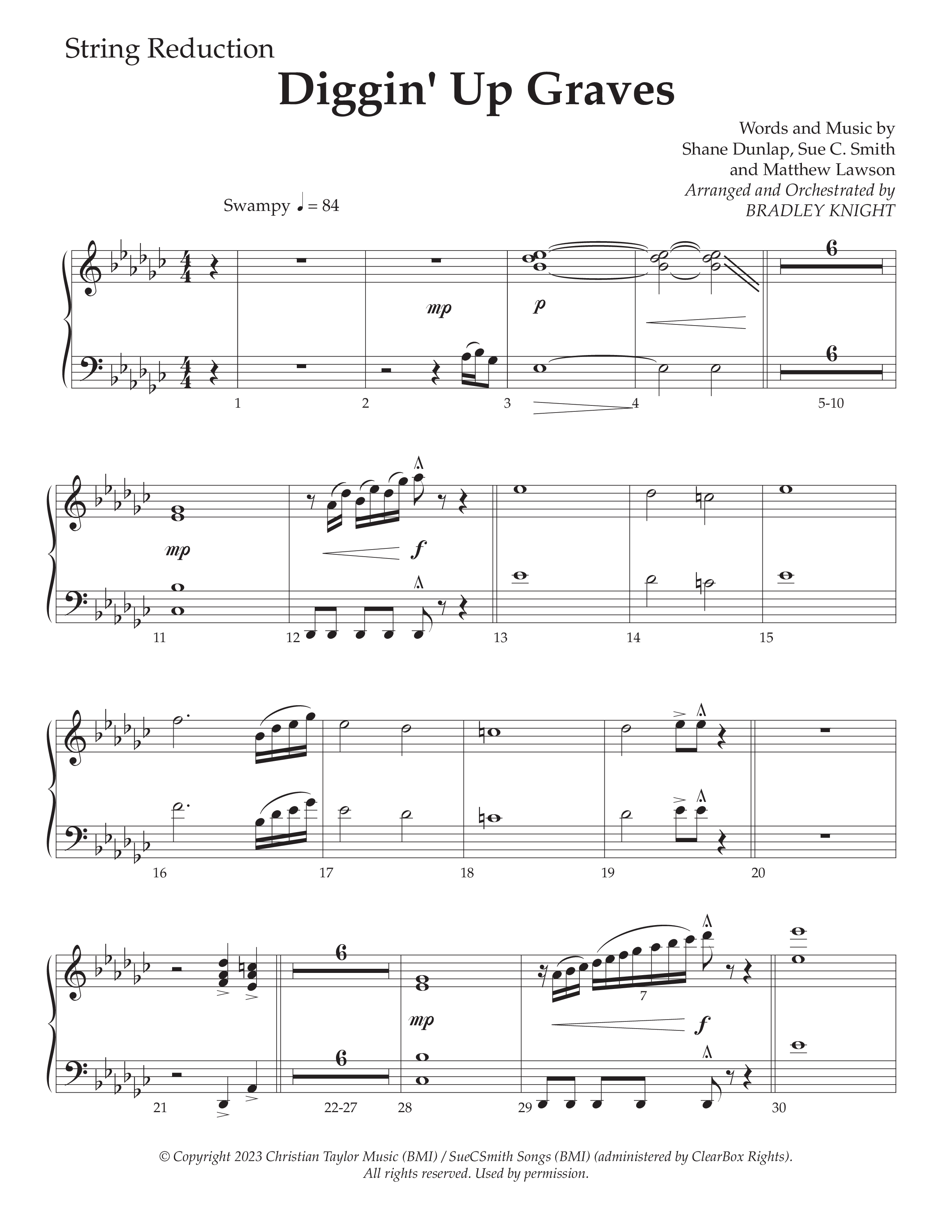 Diggin' Up Graves (Choral Anthem SATB) String Reduction (Daywind Worship / Arr. Bradley Knight)