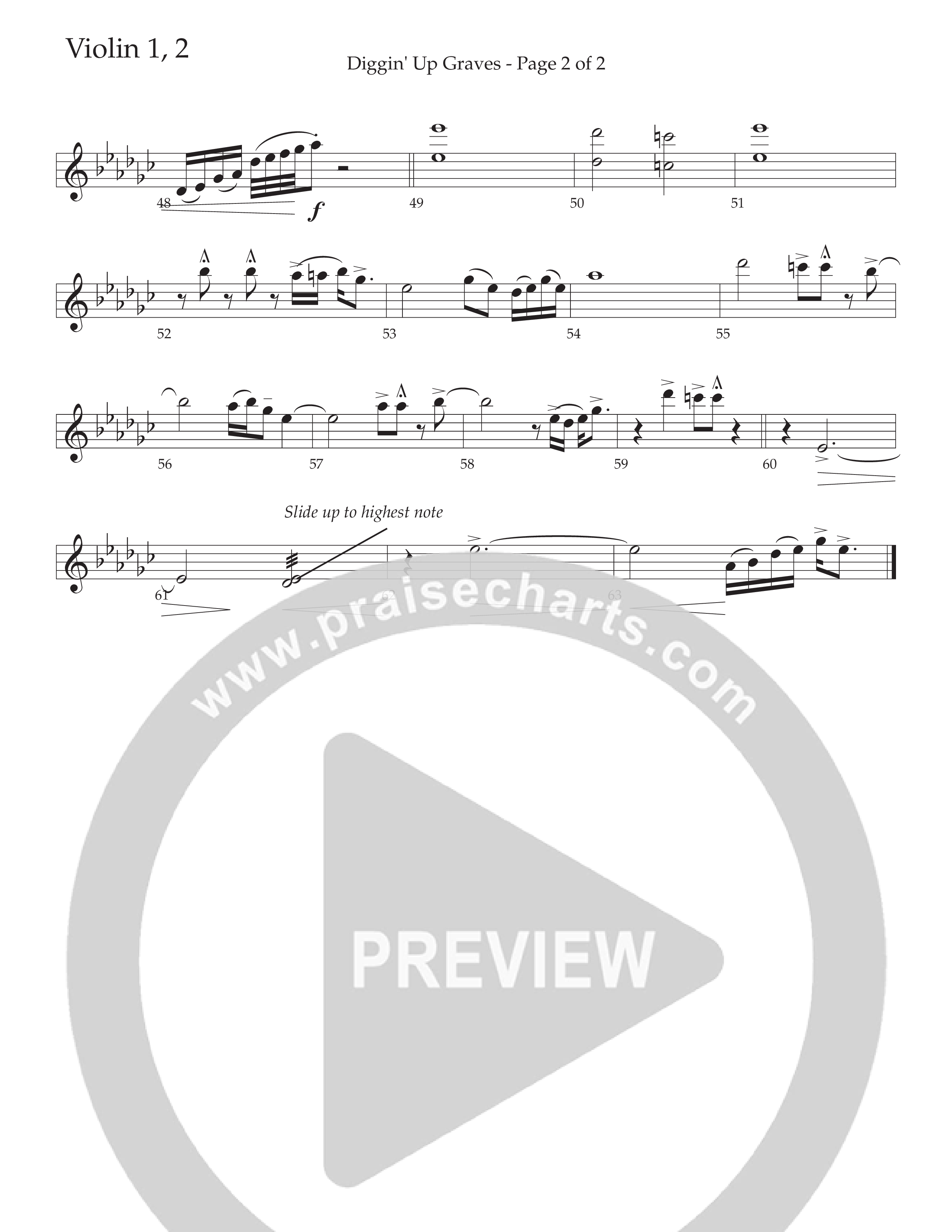 Diggin' Up Graves (Choral Anthem SATB) Violin 1/2 (Daywind Worship / Arr. Bradley Knight)