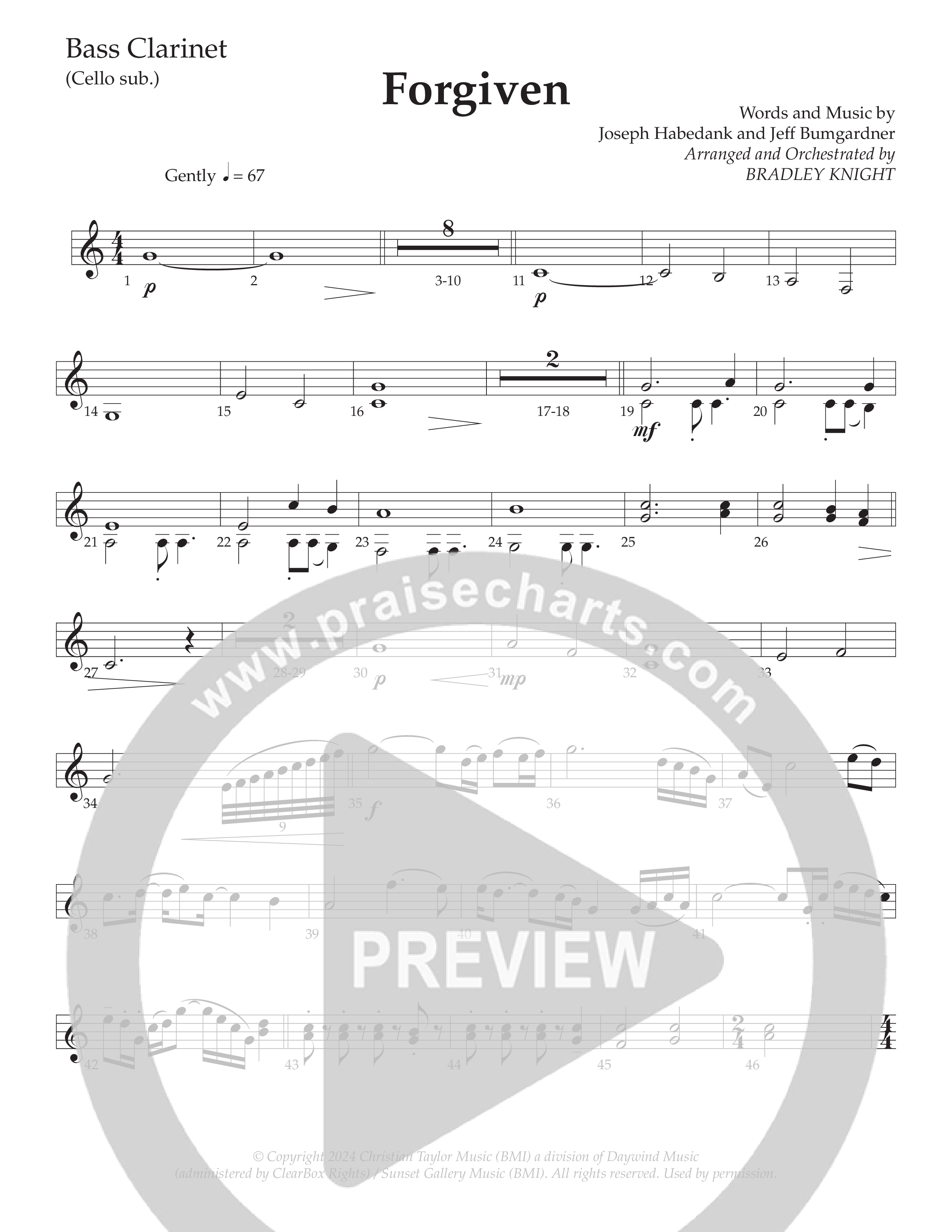 Forgiven (Choral Anthem SATB) Bass Clarinet (Daywind Worship / Arr. Bradley Knight)