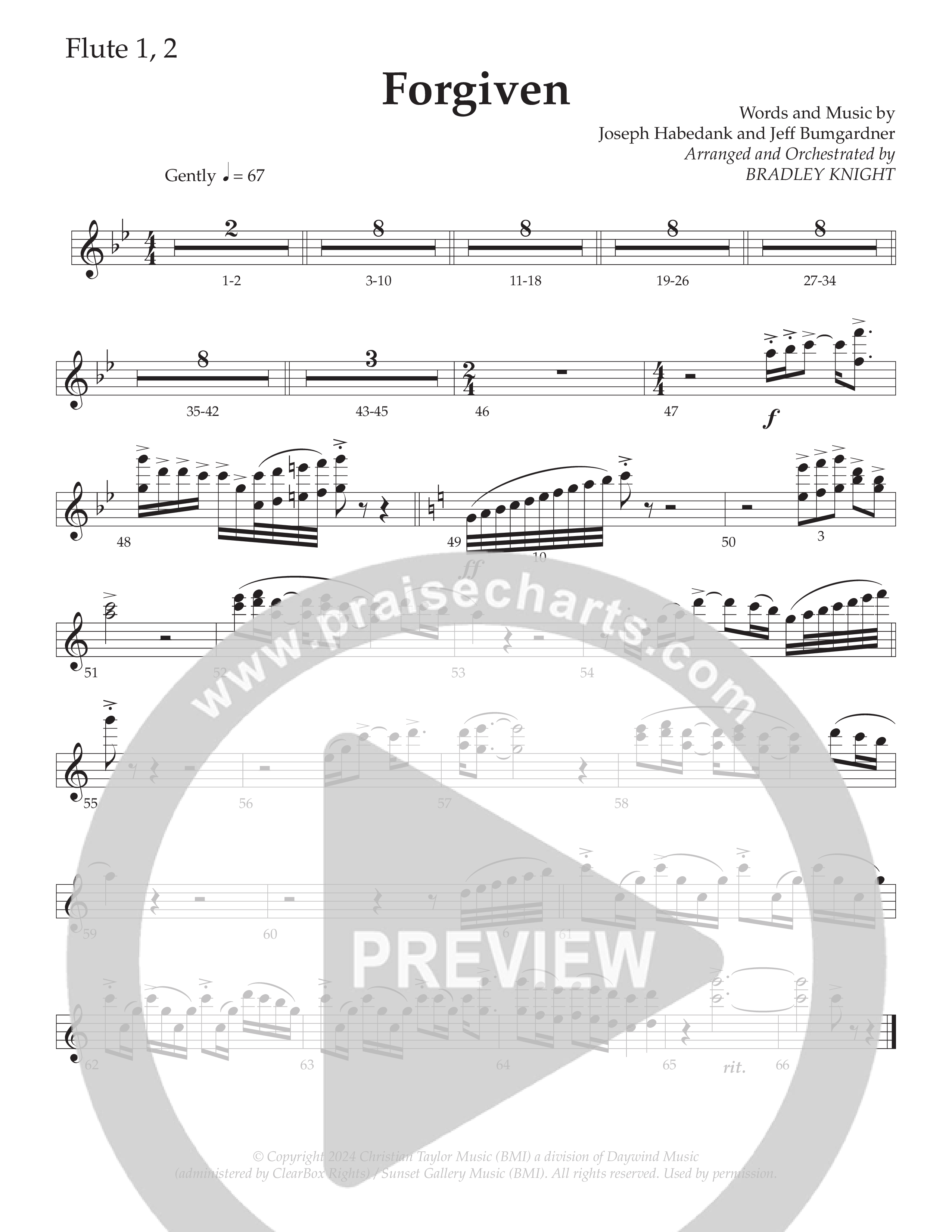Forgiven (Choral Anthem SATB) Flute 1/2 (Daywind Worship / Arr. Bradley Knight)