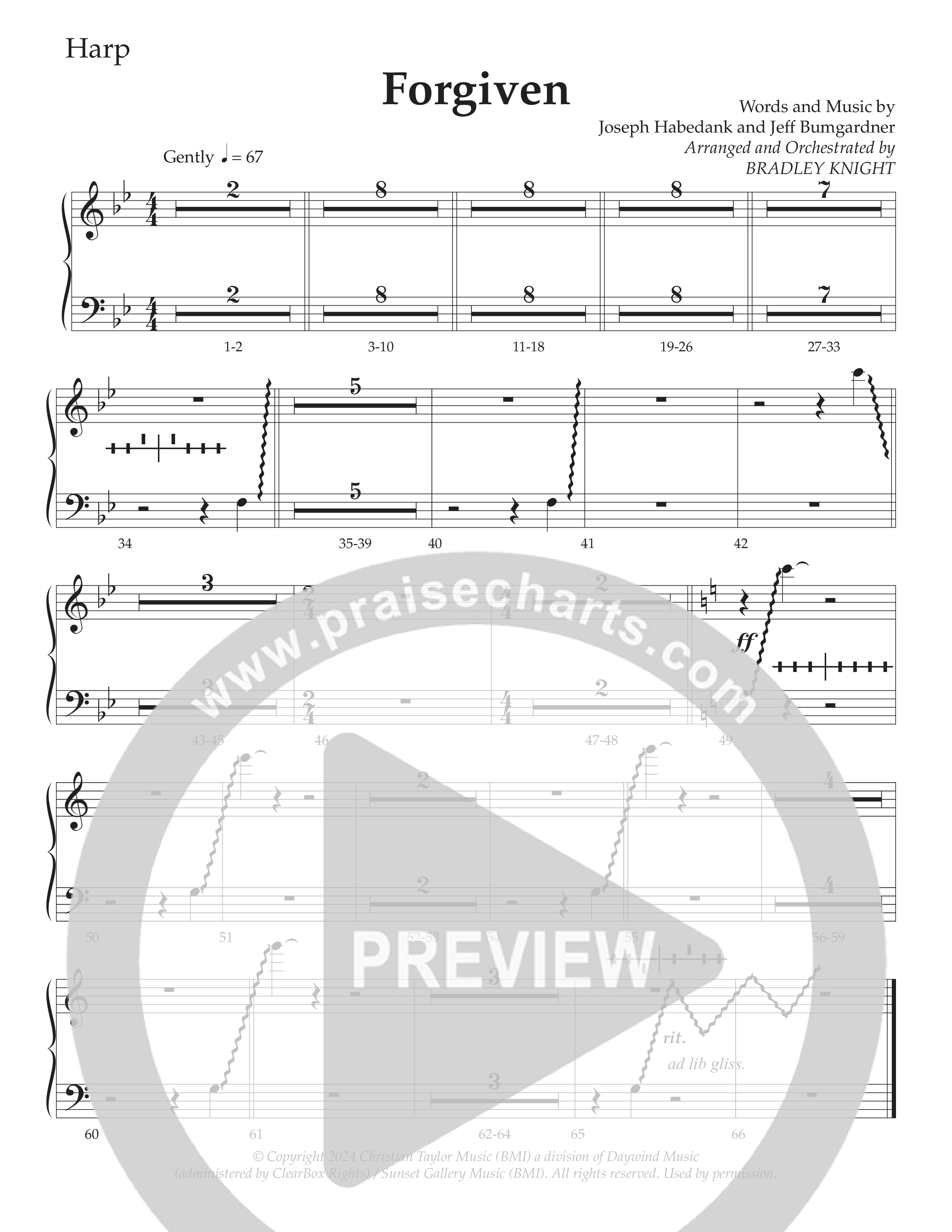 Forgiven (Choral Anthem SATB) Harp (Daywind Worship / Arr. Bradley Knight)