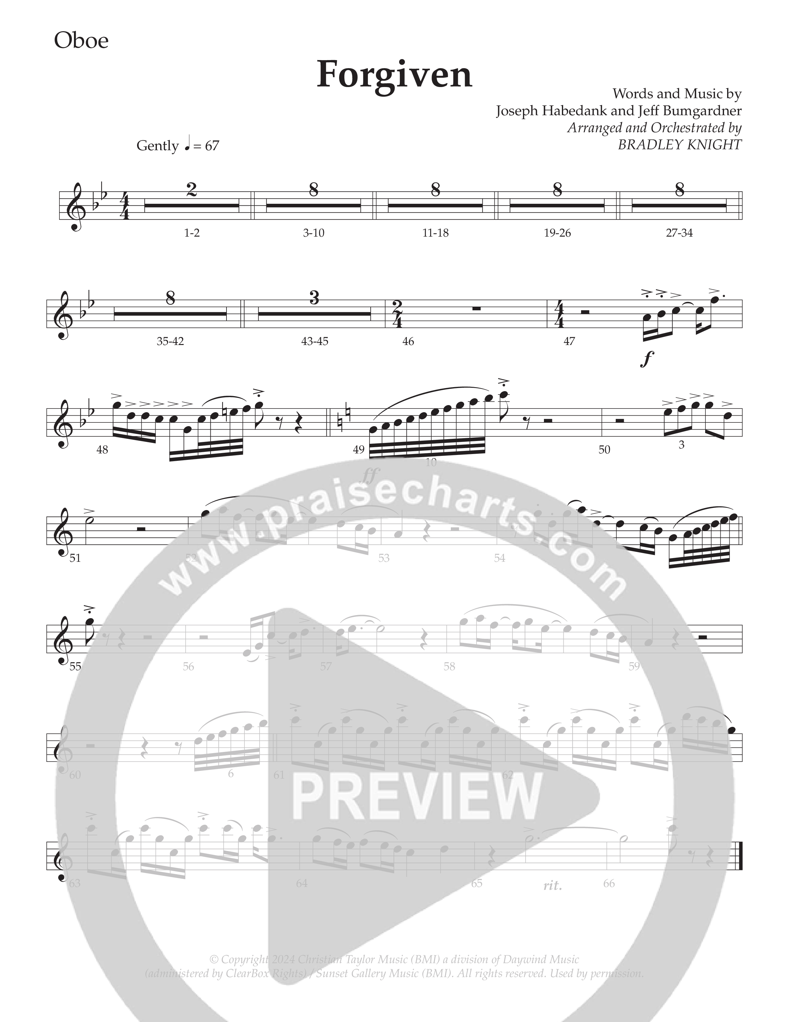 Forgiven (Choral Anthem SATB) Oboe (Daywind Worship / Arr. Bradley Knight)