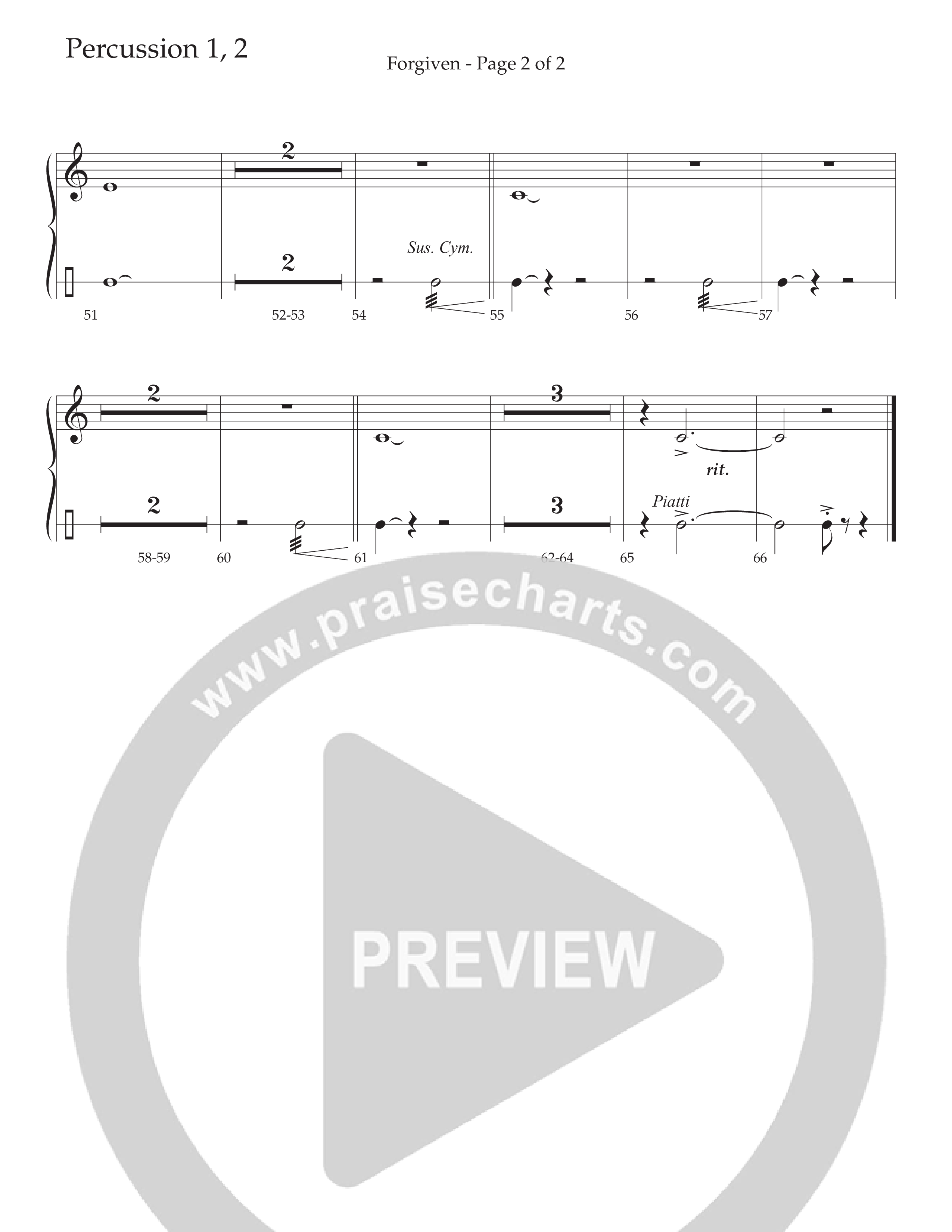 Forgiven (Choral Anthem SATB) Percussion 1/2 (Daywind Worship / Arr. Bradley Knight)