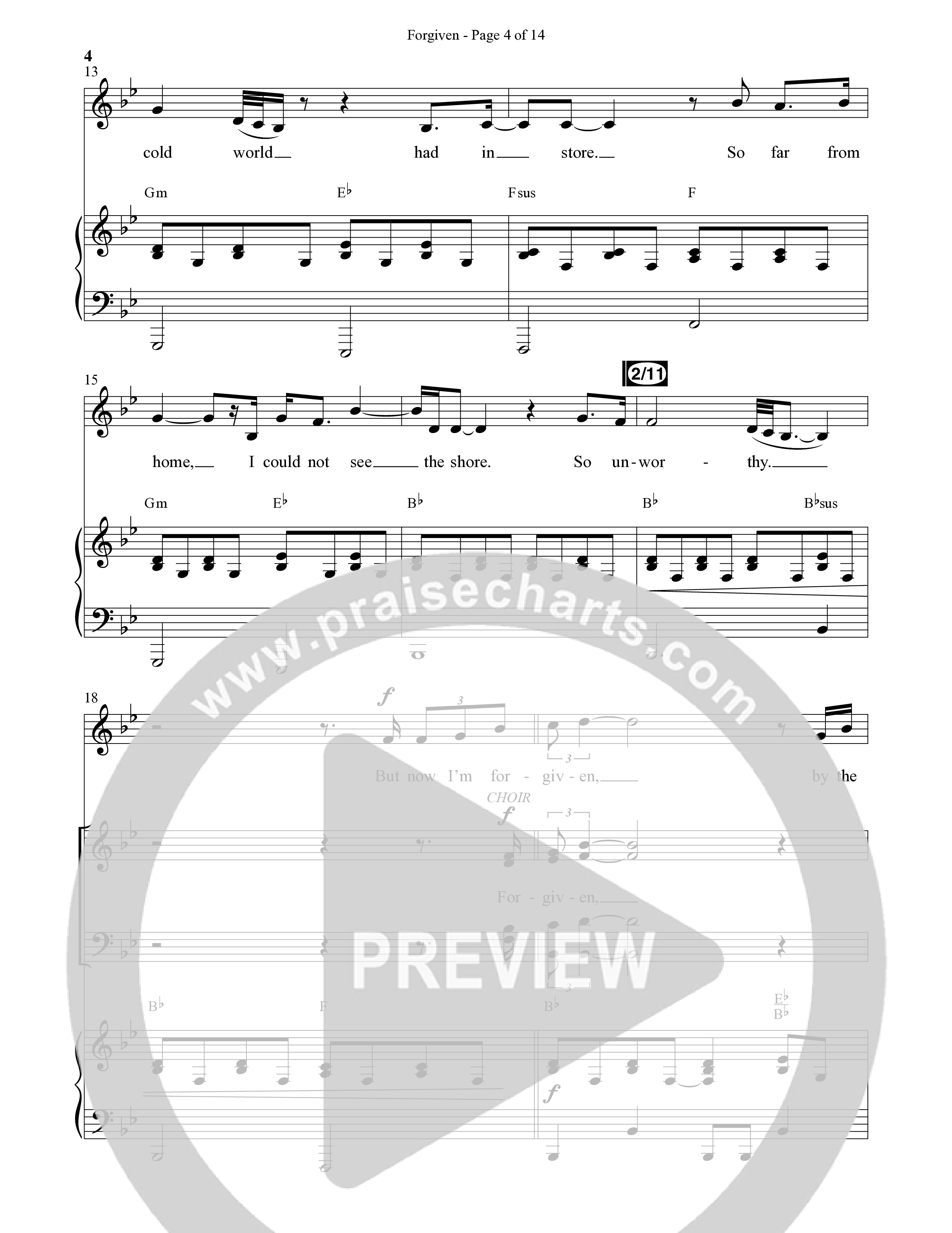 Forgiven (Choral Anthem SATB) Anthem (SATB/Piano) (Daywind Worship / Arr. Bradley Knight)