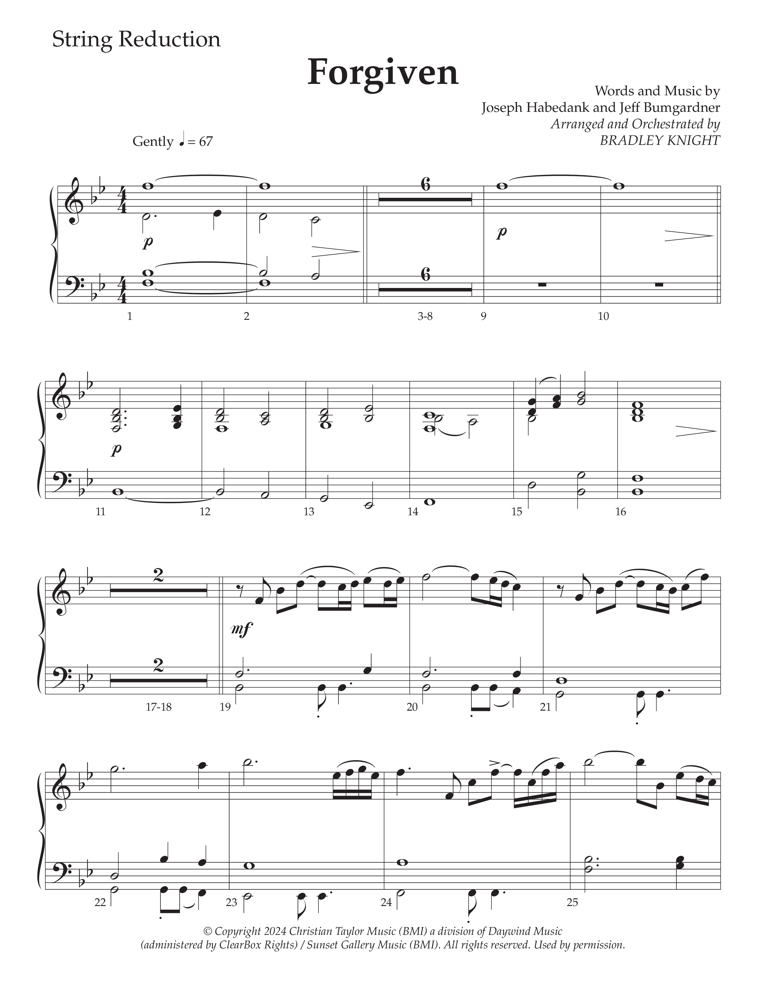 Forgiven (Choral Anthem SATB) String Reduction (Daywind Worship / Arr. Bradley Knight)