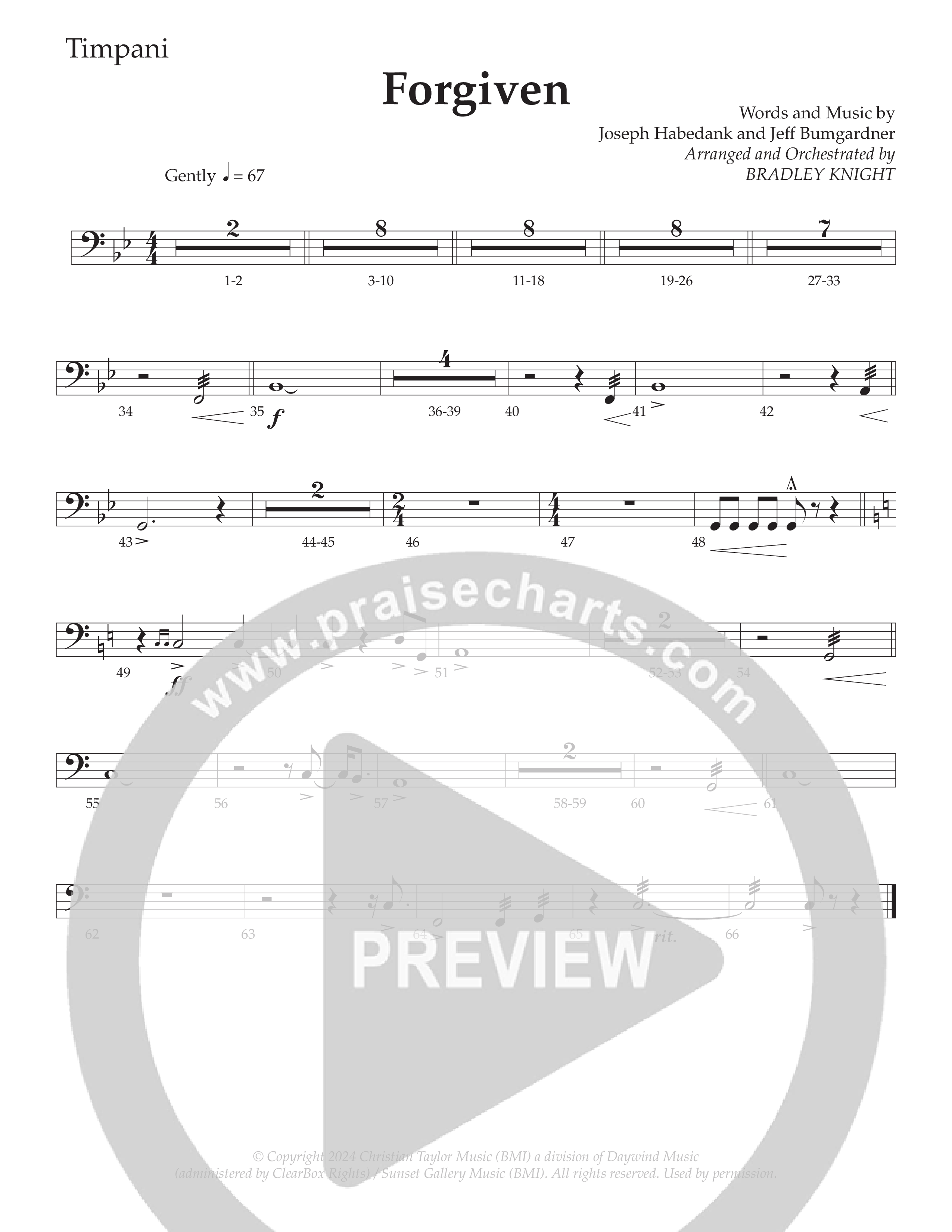 Forgiven (Choral Anthem SATB) Timpani (Daywind Worship / Arr. Bradley Knight)