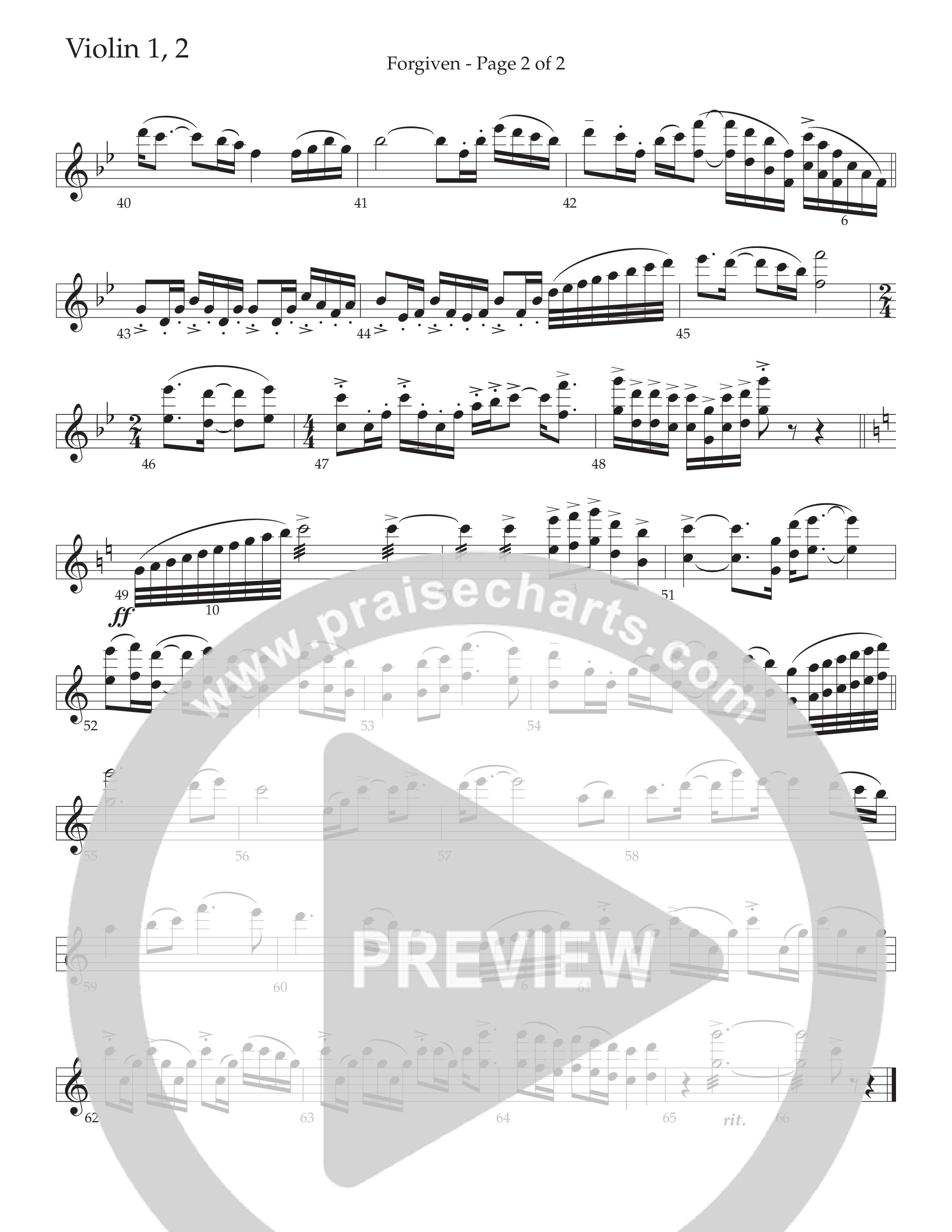 Forgiven (Choral Anthem SATB) Violin 1/2 (Daywind Worship / Arr. Bradley Knight)