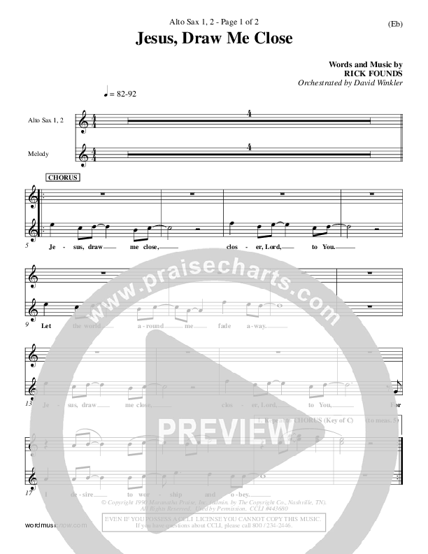 Jesus Draw Me Close Alto Sax 1/2 (Rick Founds)