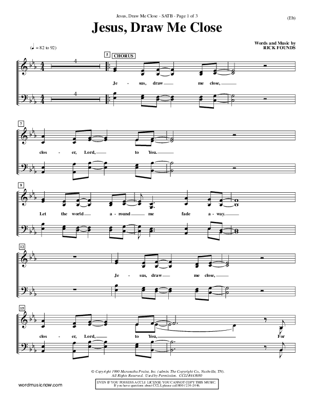 Jesus Draw Me Close Choir Vocals (SATB) (Rick Founds)
