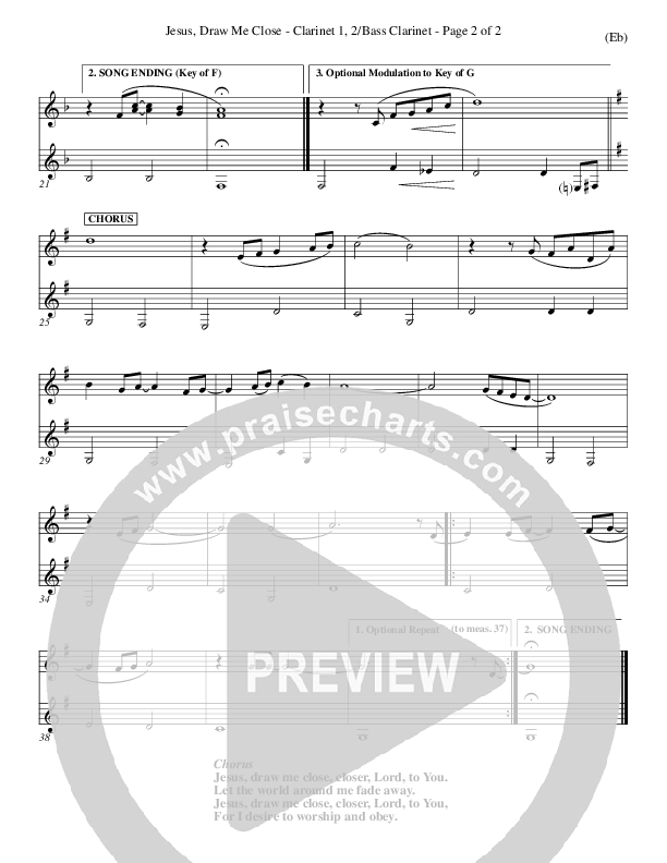 Jesus Draw Me Close Clarinet 1/2, Bass Clarinet (Rick Founds)