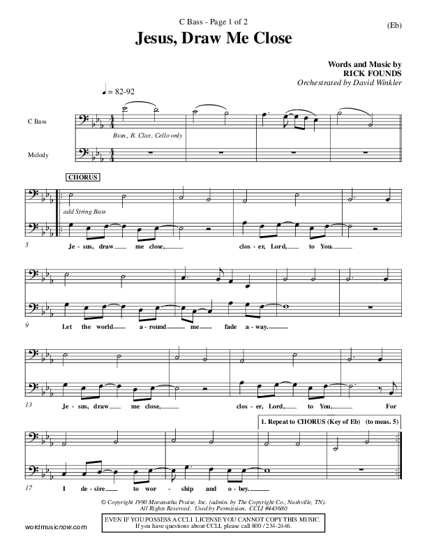 Jesus Draw Me Close Contrabass (Rick Founds)