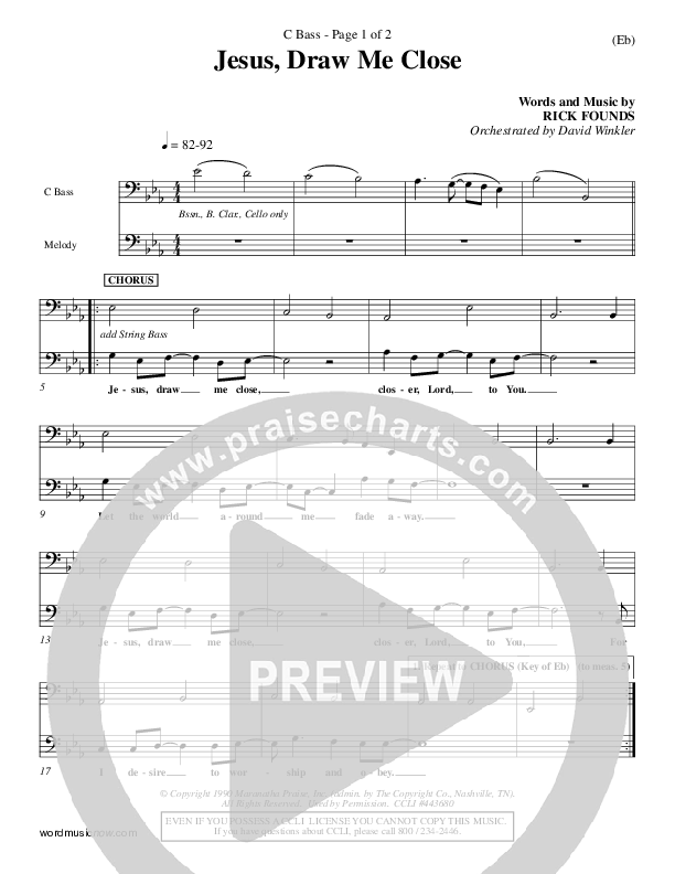 Jesus Draw Me Close Contrabass (Rick Founds)