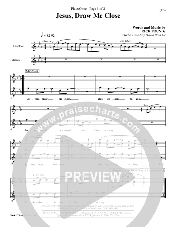 Jesus Draw Me Close Flute/Oboe (Rick Founds)