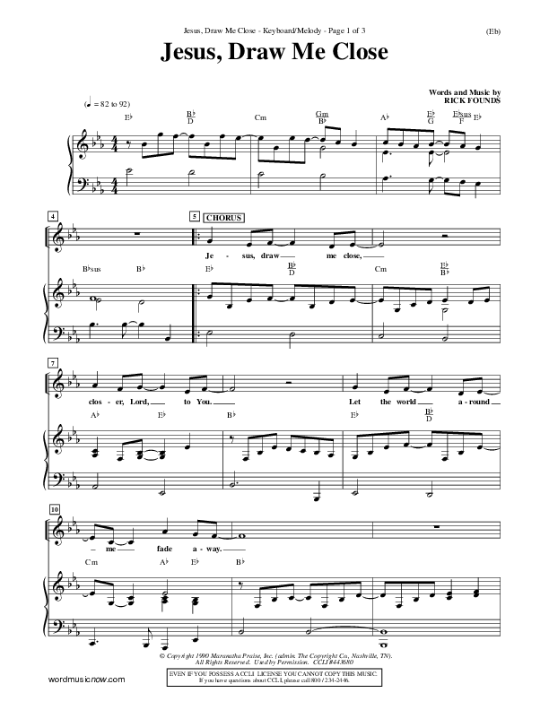 Jesus Draw Me Close Piano/Vocal (Rick Founds)