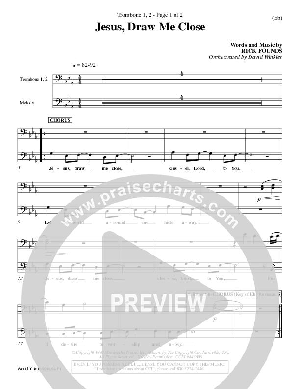 Jesus Draw Me Close Trombone 1/2 (Rick Founds)