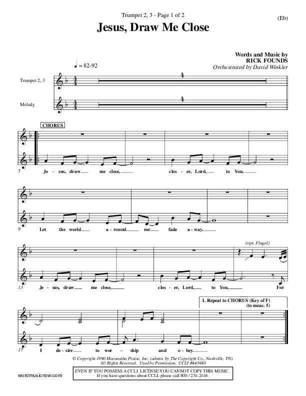 Jesus Draw Me Close Trumpet 2/3 (Rick Founds)