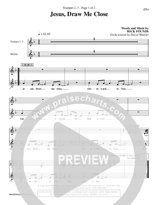 Jesus Draw Me Close Trumpet 2/3 (Rick Founds)