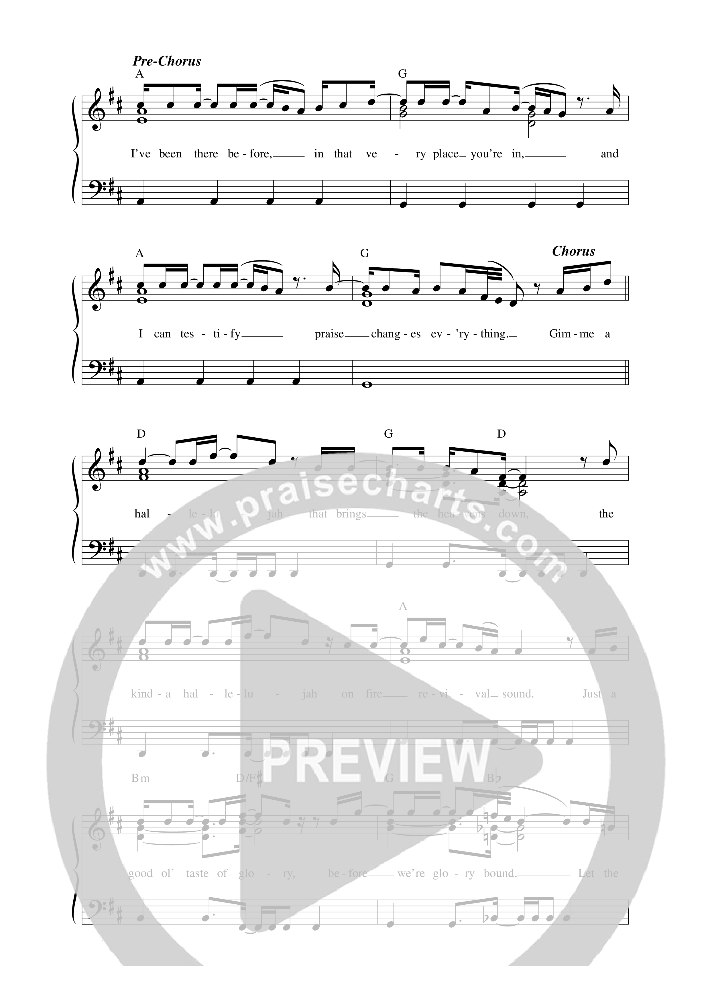 Gimme A Hallelujah Lead Sheet Melody (Warren Peay)