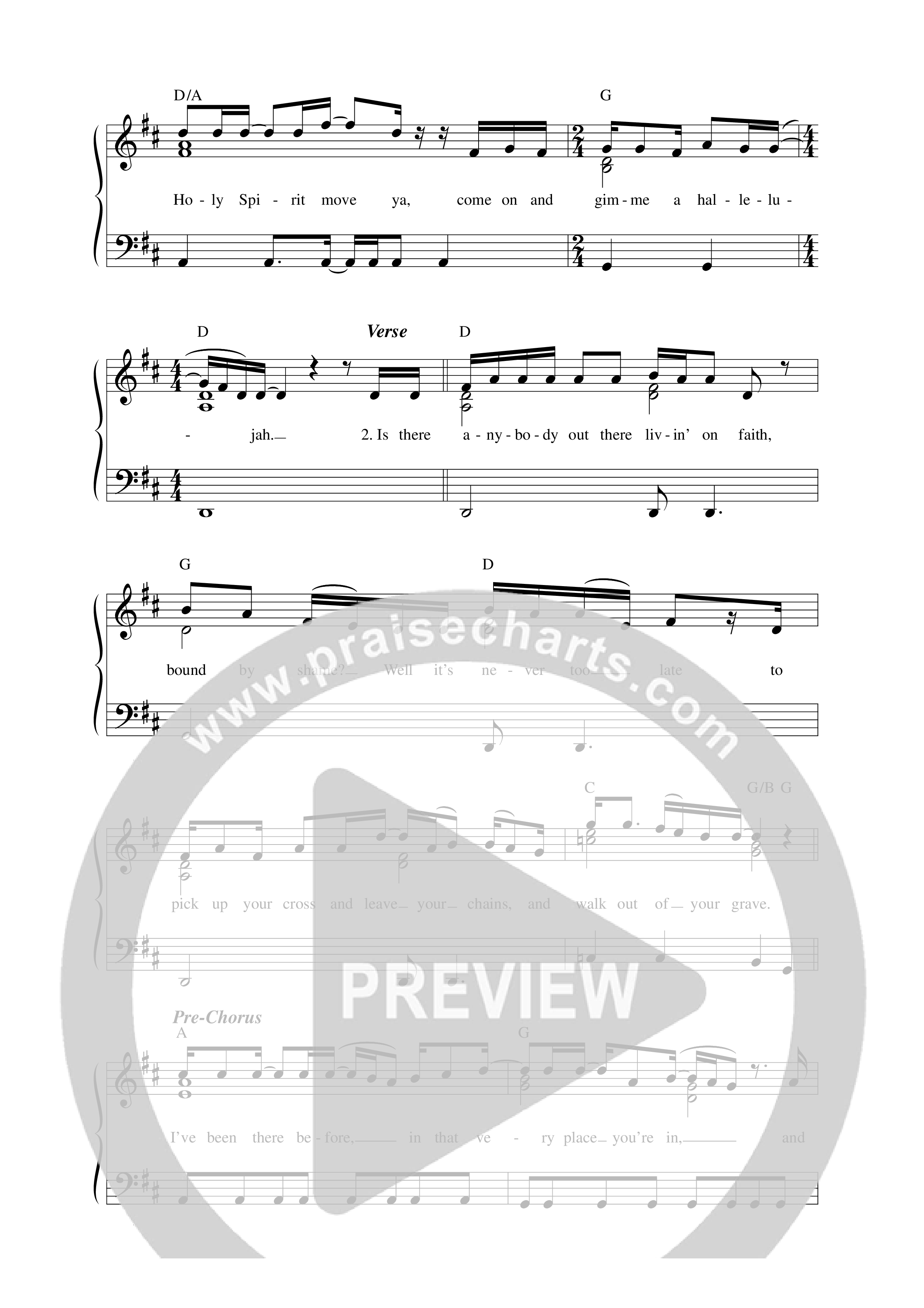 Gimme A Hallelujah Lead Sheet Melody (Warren Peay)