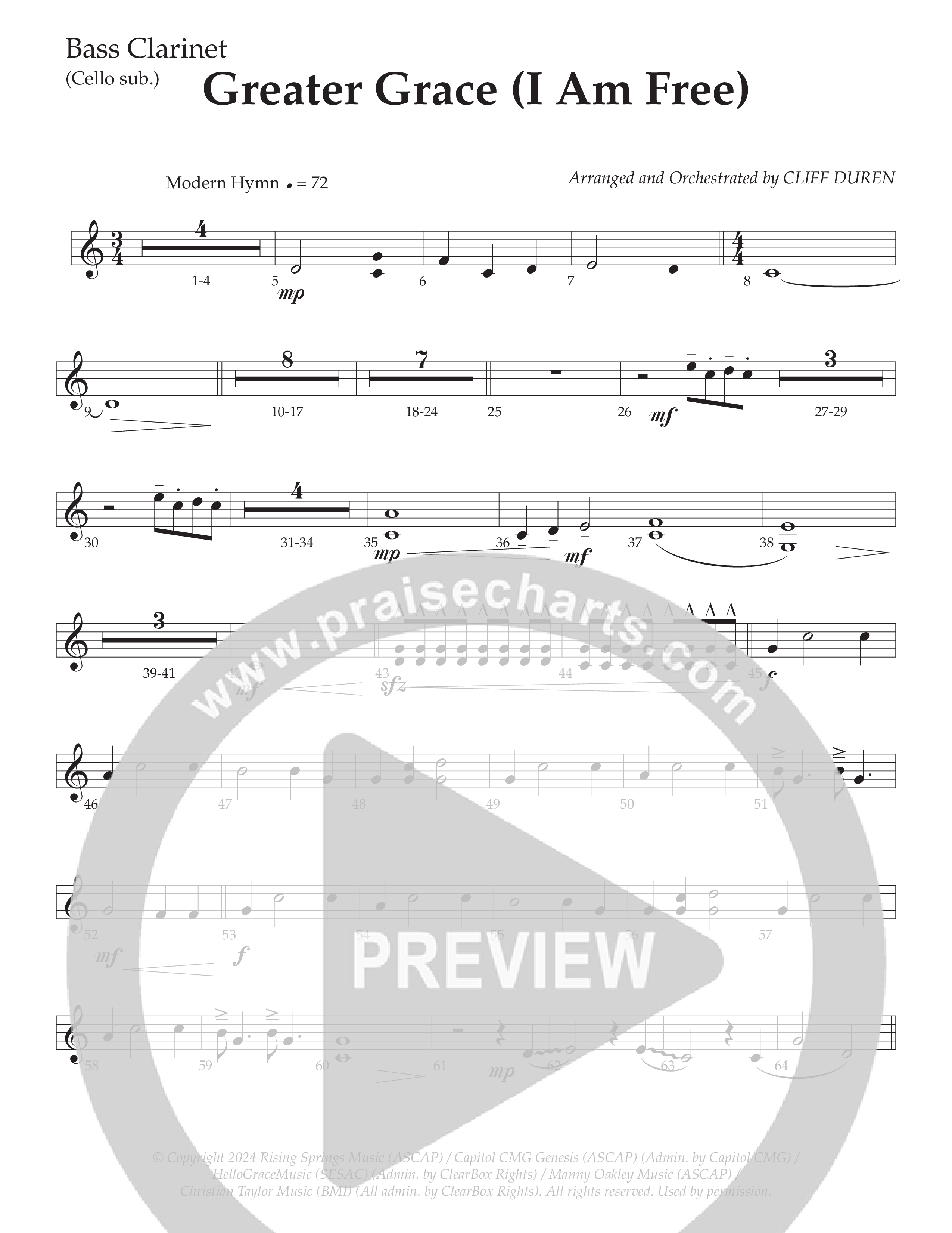 Greater Grace (I'm Free) (Choral Anthem SATB) Bass Clarinet (Daywind Worship / Arr. Cliff Duren)