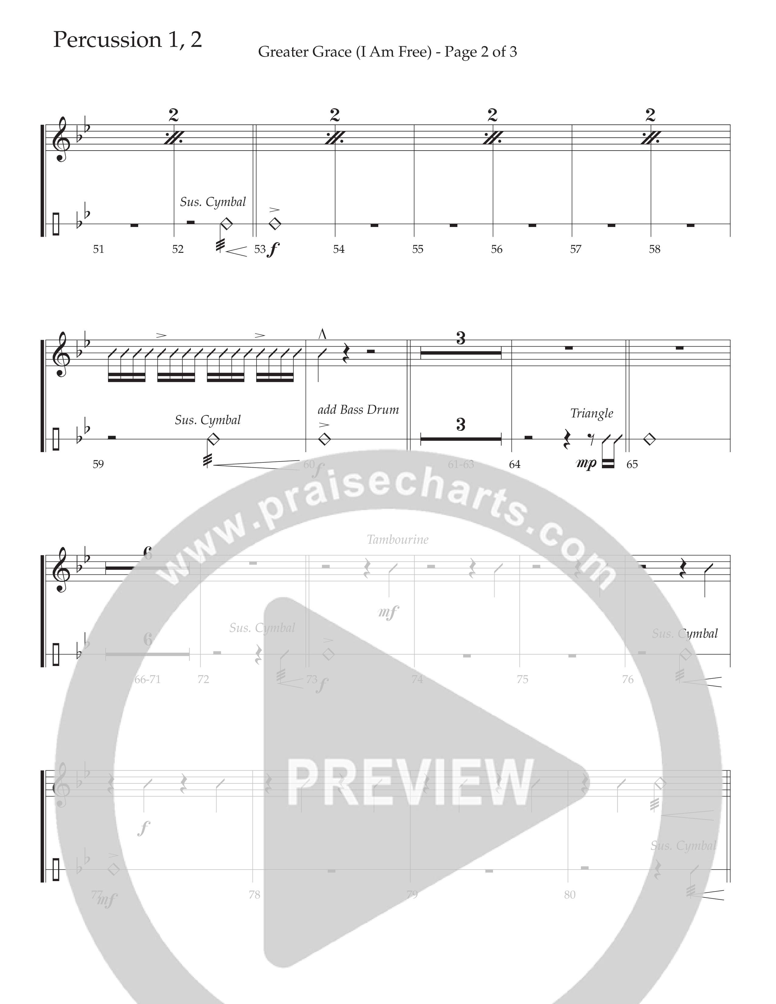 Greater Grace (I'm Free) (Choral Anthem SATB) Percussion 1/2 (Daywind Worship / Arr. Cliff Duren)