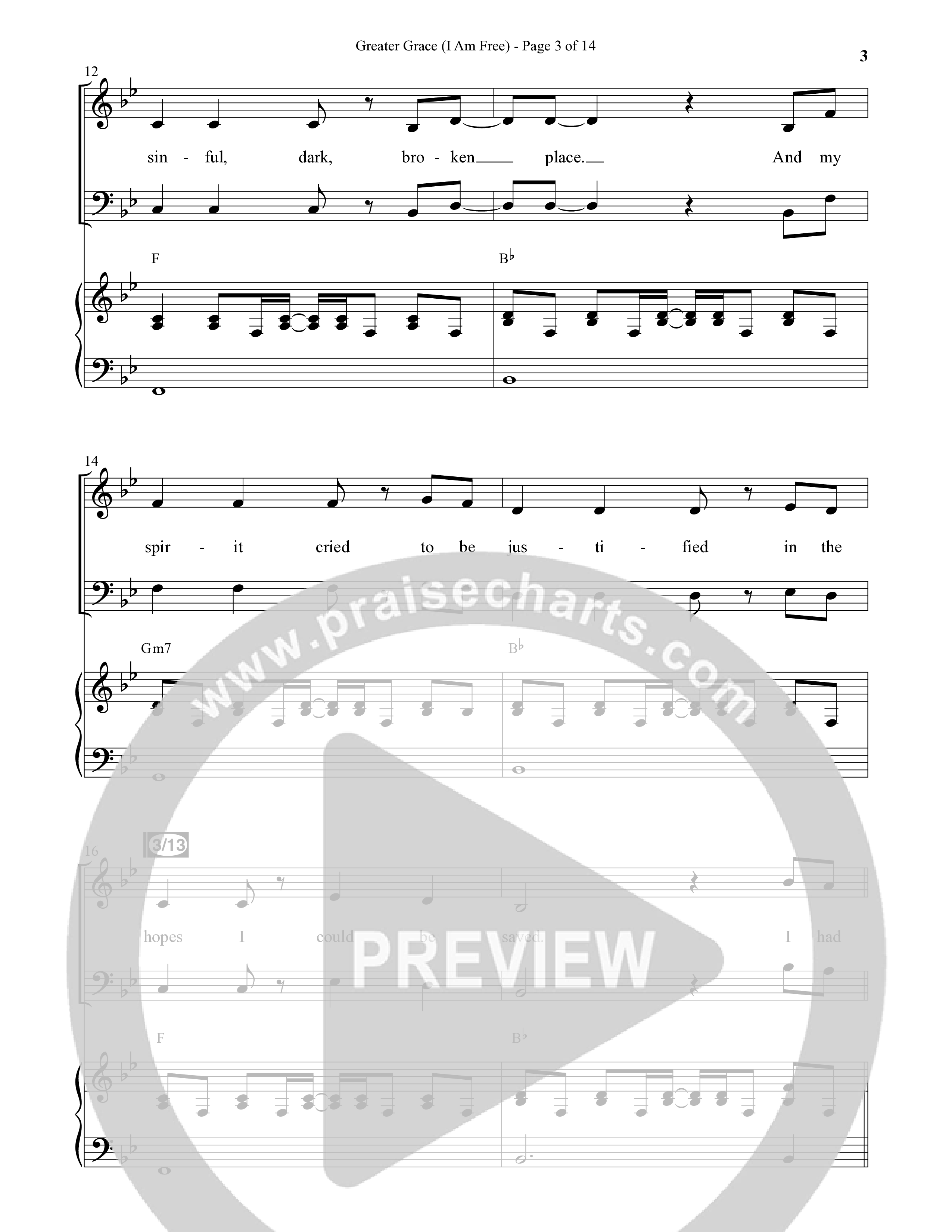 Greater Grace (I'm Free) (Choral Anthem SATB) Anthem (SATB/Piano) (Daywind Worship / Arr. Cliff Duren)