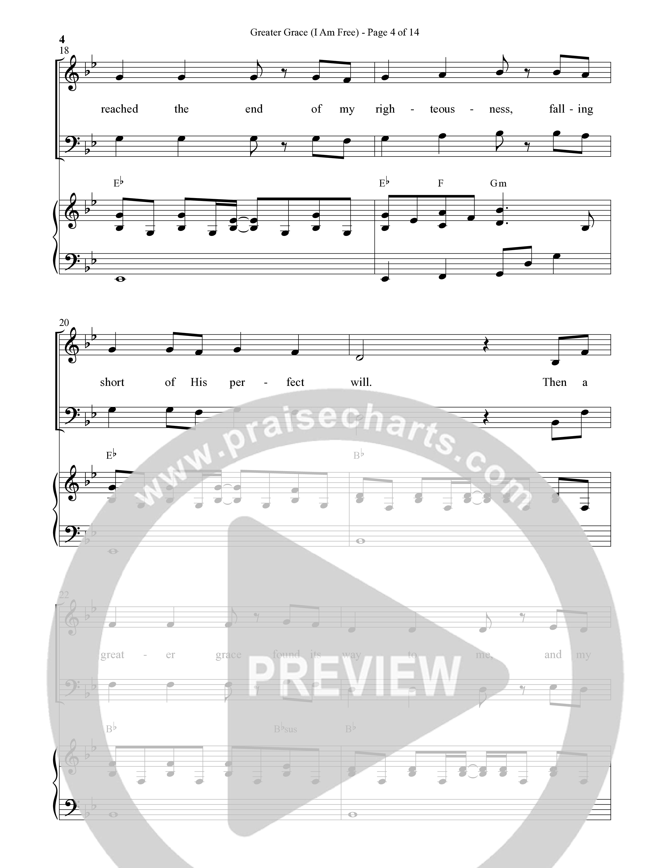Greater Grace (I'm Free) (Choral Anthem SATB) Anthem (SATB/Piano) (Daywind Worship / Arr. Cliff Duren)