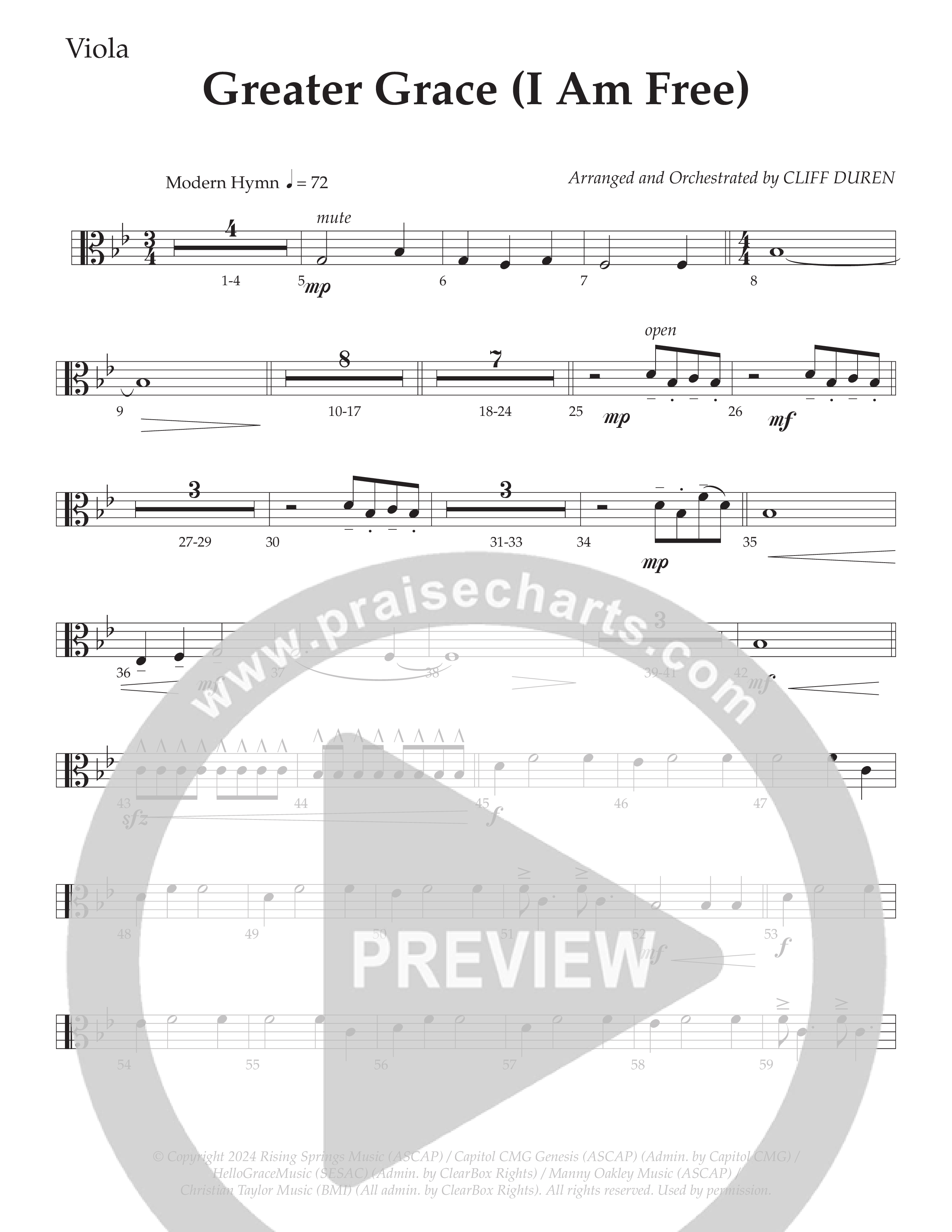 Greater Grace (I'm Free) (Choral Anthem SATB) Viola (Daywind Worship / Arr. Cliff Duren)