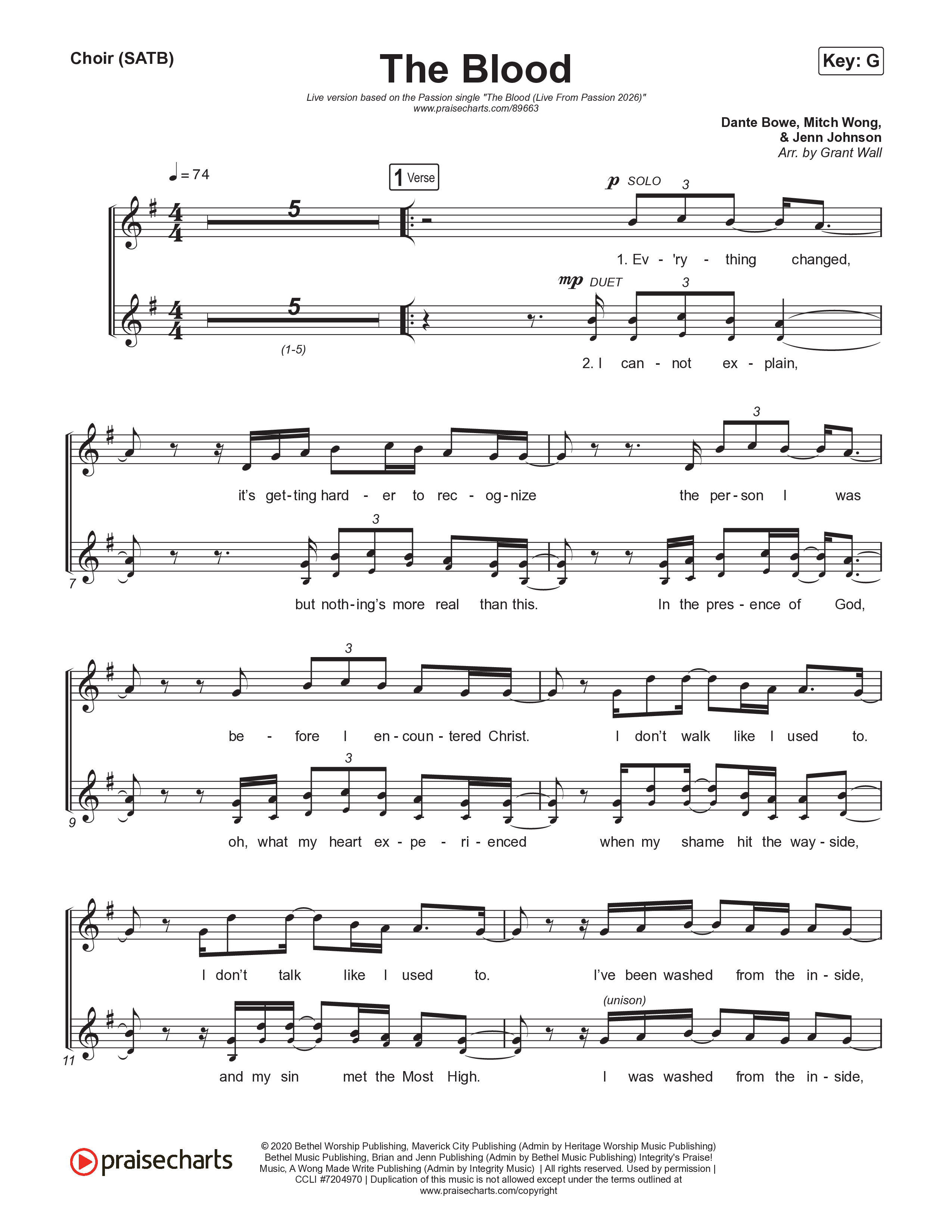 The Blood (Live From Passion 2026) Choir Sheet (SATB) (Passion / JJ Hasulube)