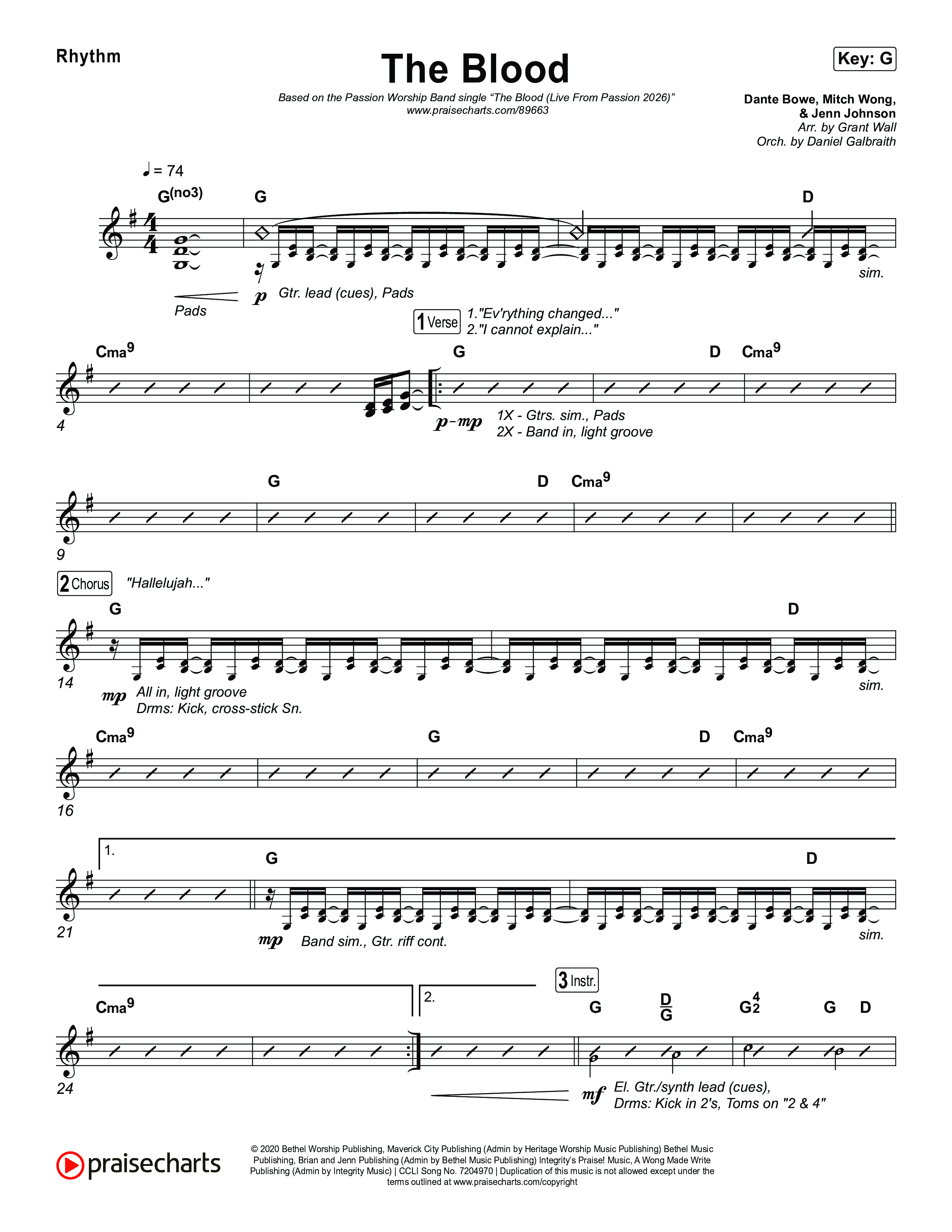 The Blood (Live From Passion 2026) Rhythm Chart (Passion / JJ Hasulube)