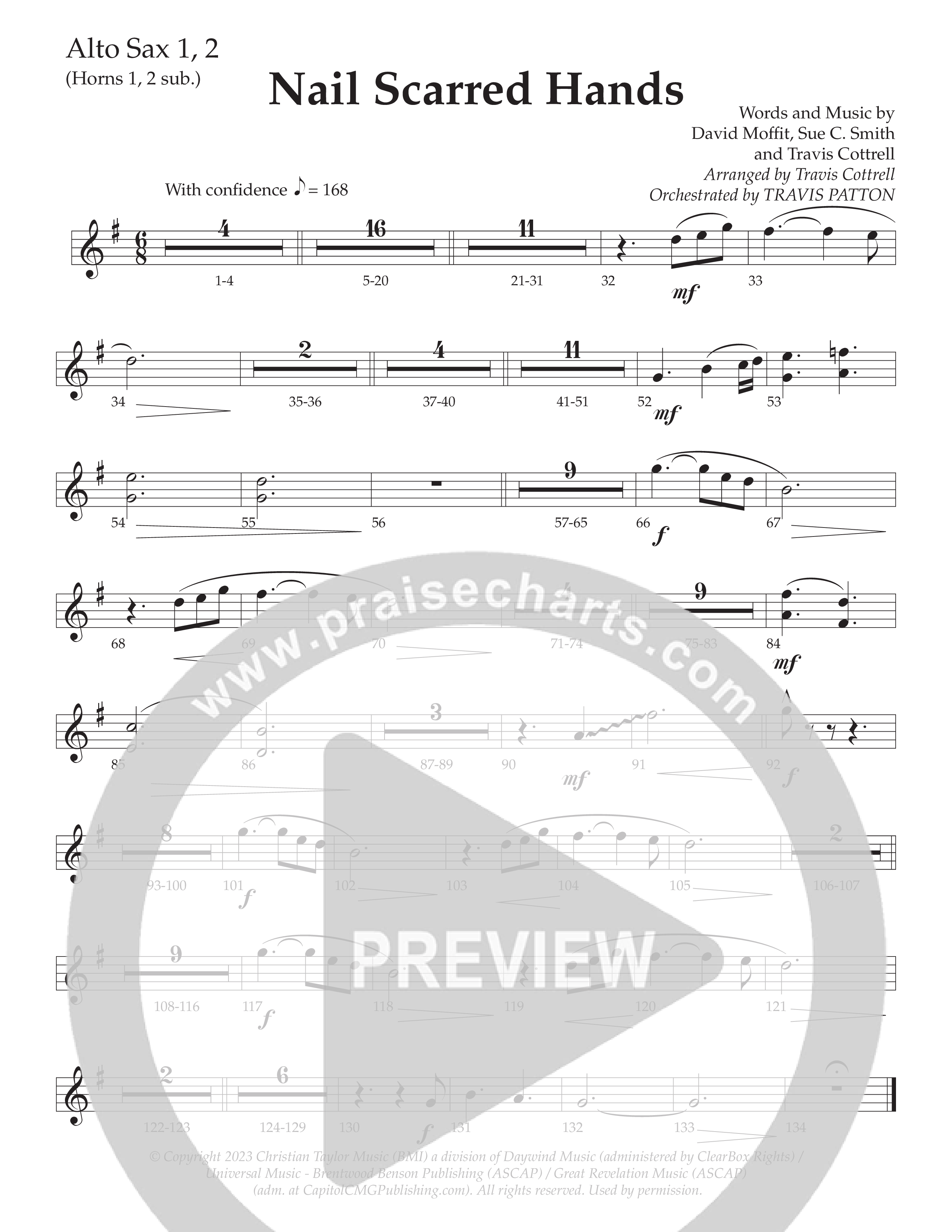 Nail Scarred Hands (Choral Anthem SATB) Alto Sax 1/2 (Daywind Worship / Arr. Travis Cottrell)