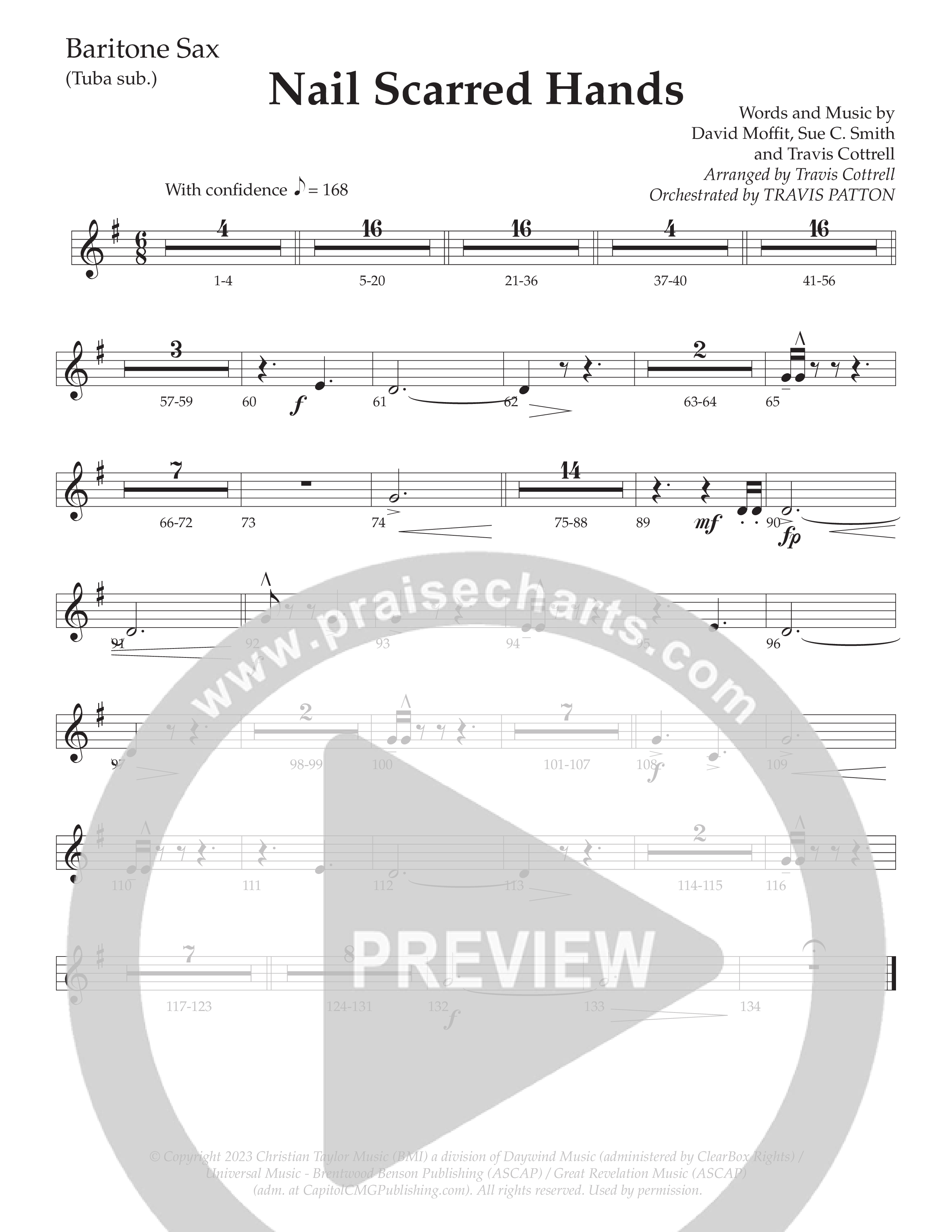 Nail Scarred Hands (Choral Anthem SATB) Bari Sax (Daywind Worship / Arr. Travis Cottrell)